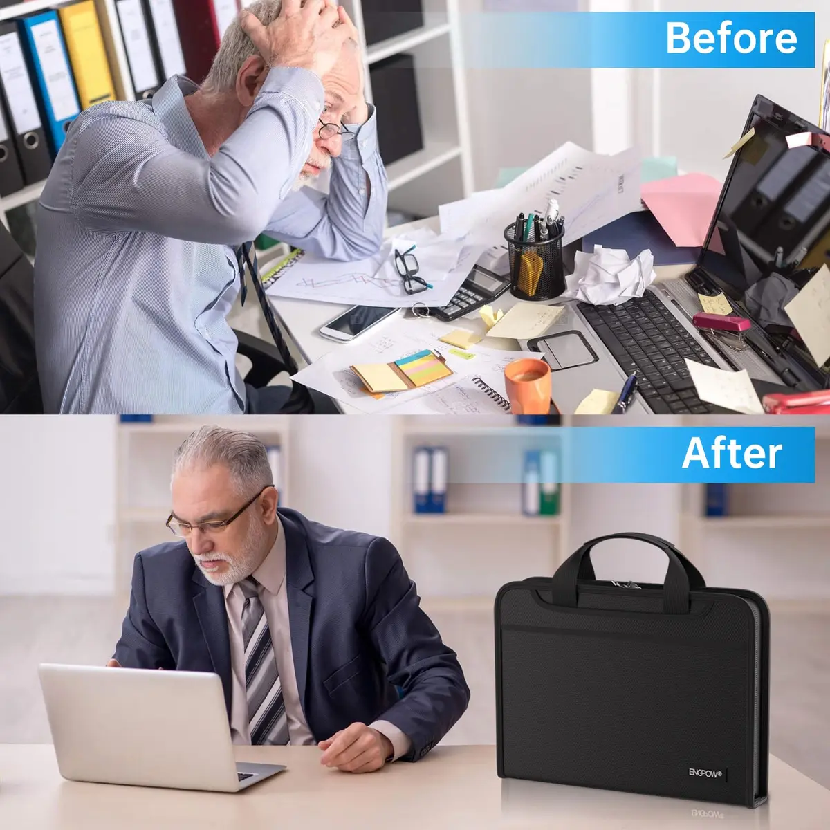 ENGPOW Accordion File Organizer Fireproof Multi Pockets 14.2" x 10.4" | Fireproof & Water-Resistant Document Storage - view 8