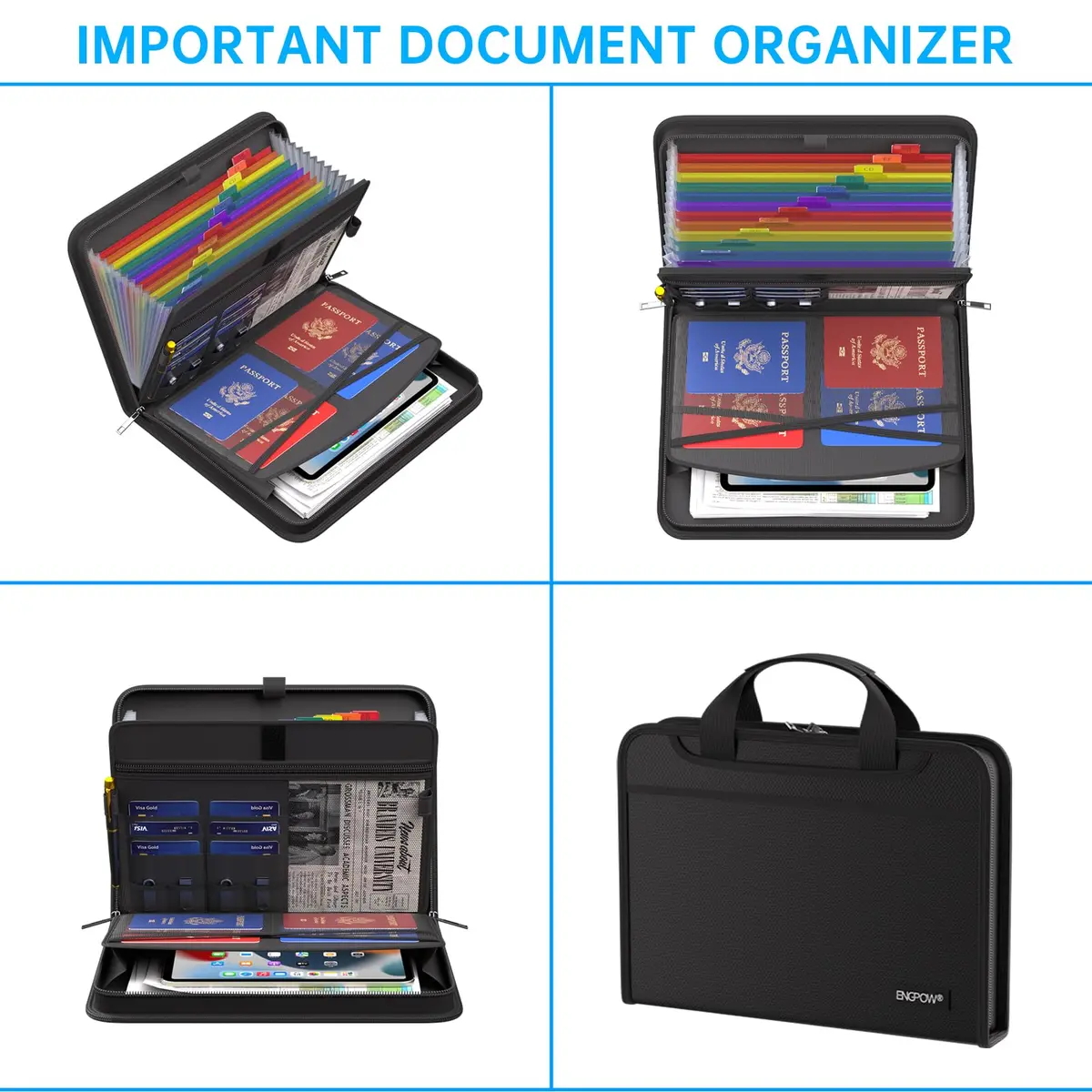 ENGPOW Accordion File Organizer Fireproof Multi Pockets 14.2" x 10.4" | Fireproof & Water-Resistant Document Storage - view 3