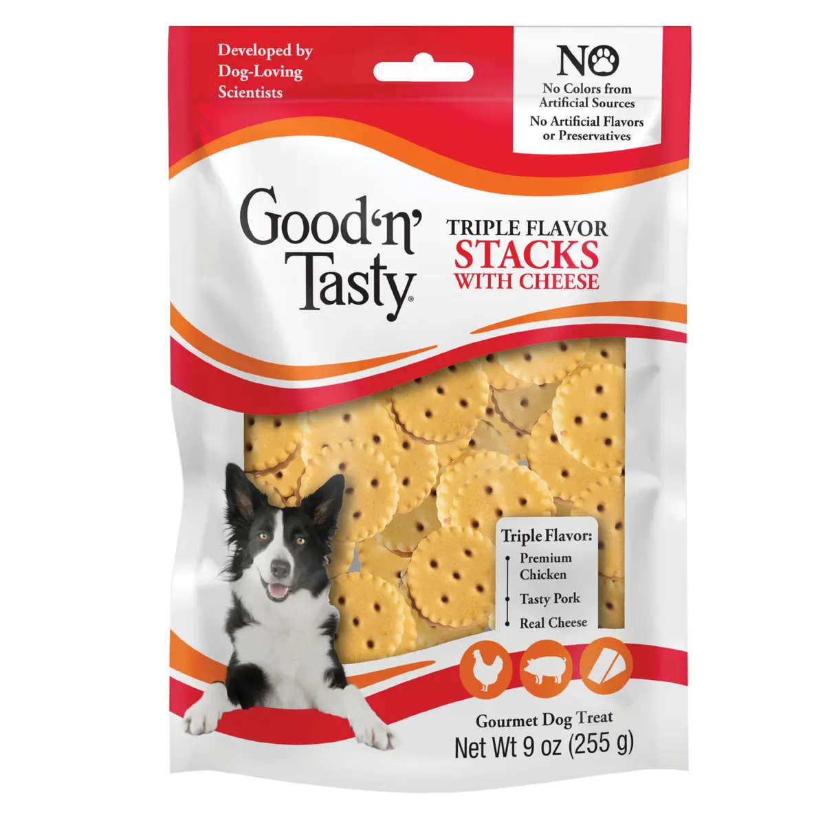 Good ‘N’ Tasty Triple Flavor Stacks Peanut Butter Dog Treats | 3.5 oz | No Artificial Flavors - main product image
