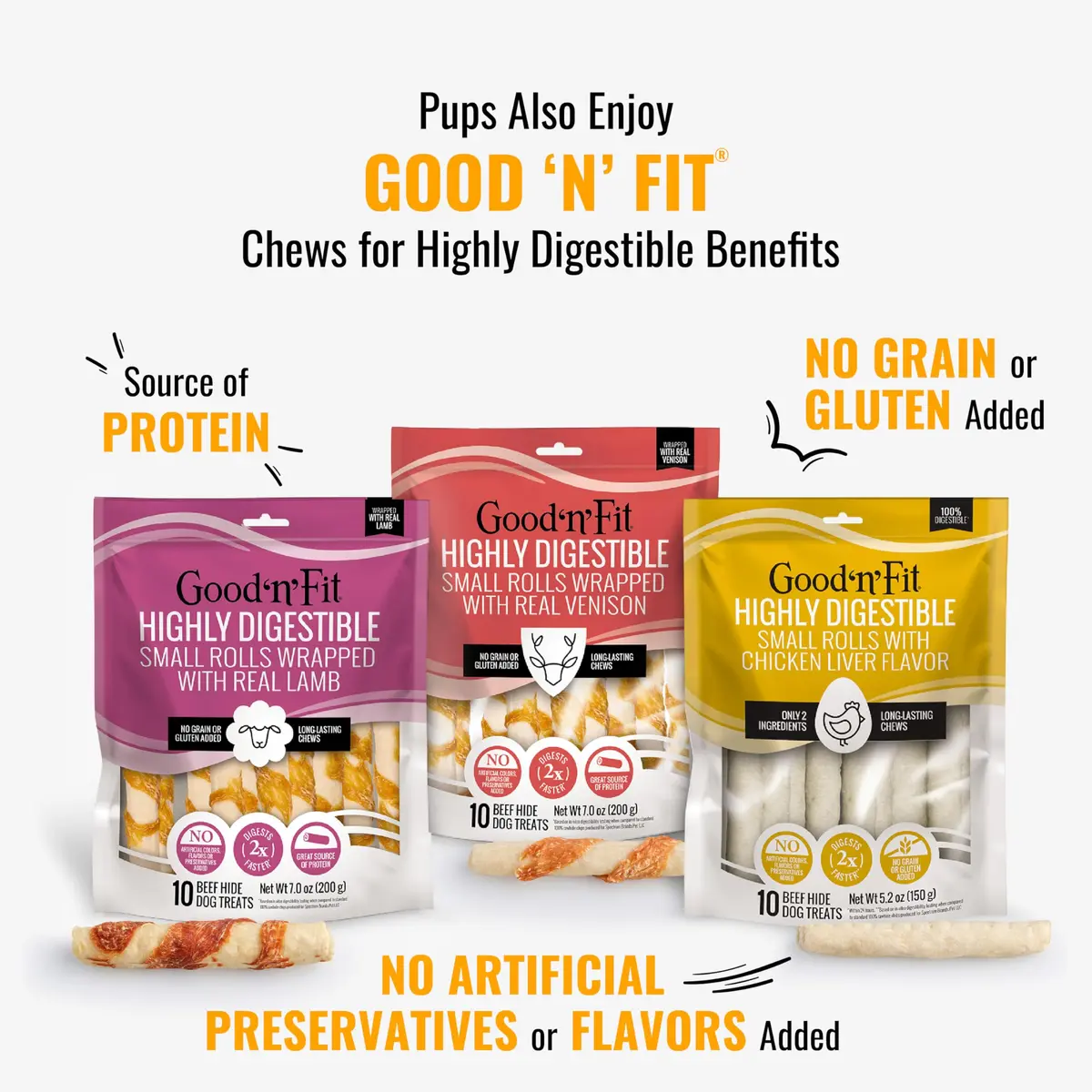 Good ‘N’ Tasty Triple Flavor Stacks Peanut Butter Dog Treats | 3.5 oz | No Artificial Flavors - view 8