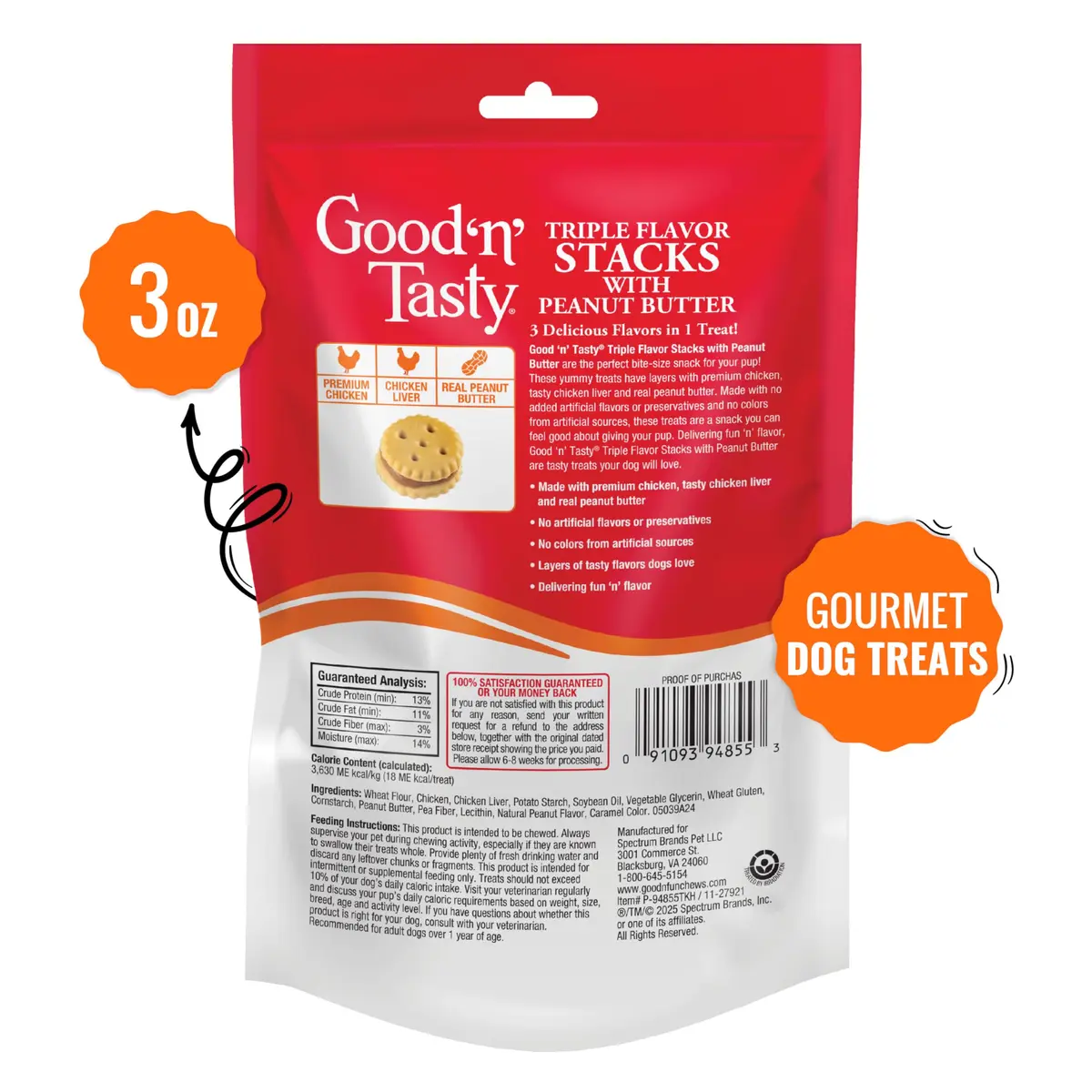 Good ‘N’ Tasty Triple Flavor Stacks Peanut Butter Dog Treats | 3.5 oz | No Artificial Flavors - view 4