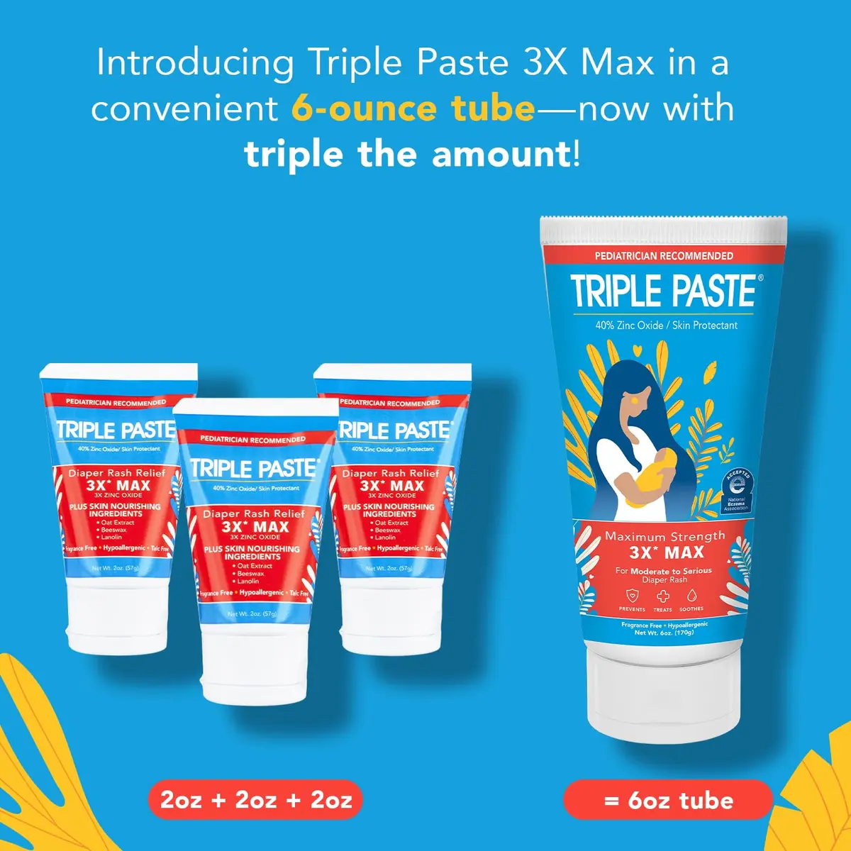 Triple Paste 3X Max Strength Diaper Rash Ointment, 40% Zinc Oxide, 6 oz | Fast Relief for Severe Baby Rash - view 2