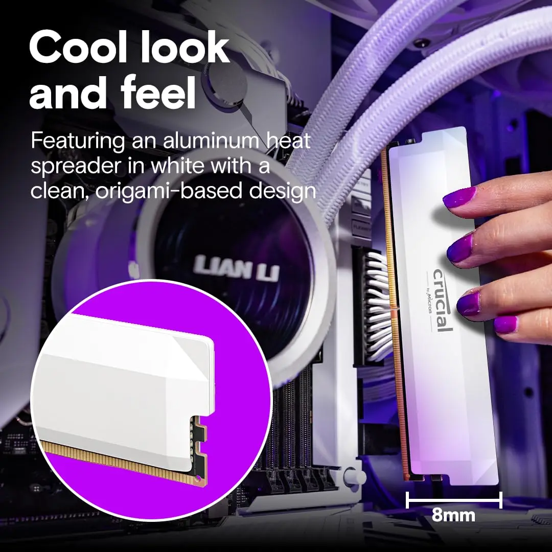 Crucial Pro 32GB DDR5 RAM Kit (2x16GB) 6000MHz CL36 White | Overclocking Desktop Gaming Memory - view 5