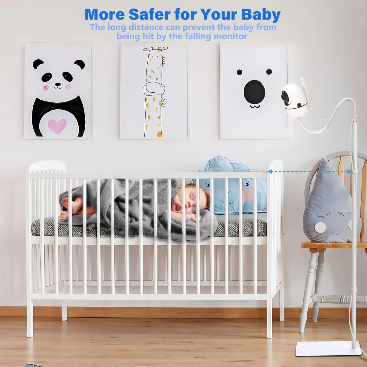 wochel Adjustable Baby Monitor Stand for Nanit Pro, Owlet, Eufy, Motorola, Vtech, HelloBaby, Infant Optics DXR-8 Pro, 1.7m (68 inches) | Universal Floor Mount Holder - view 2