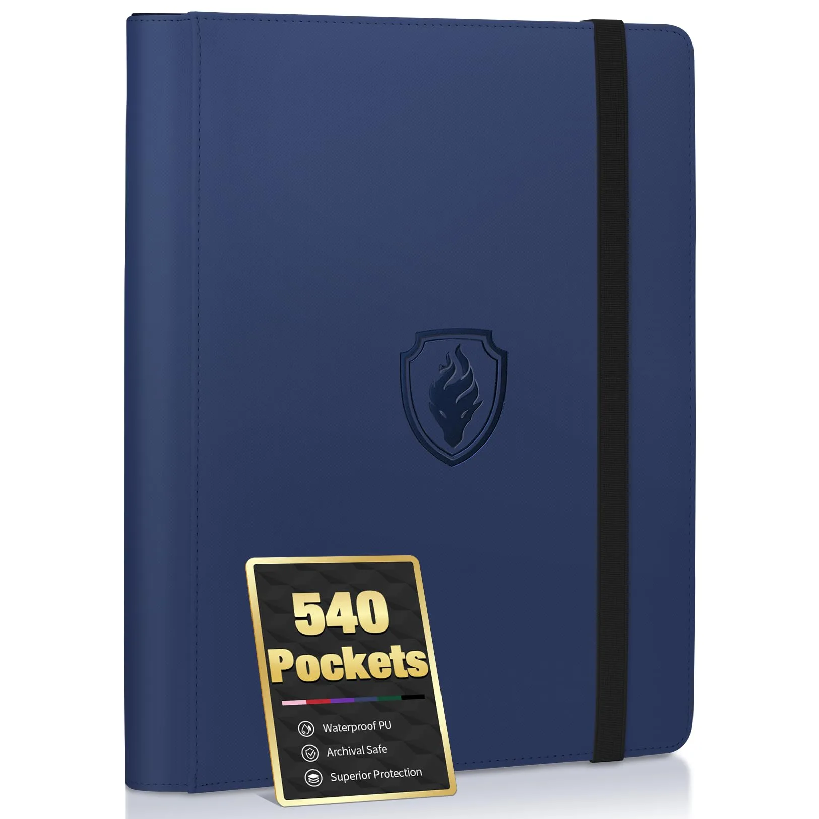 Fabmaker 9 Pocket Card Binder for 540 Cards, Navy Blue | Archival Safe Card Collection Album - main product image
