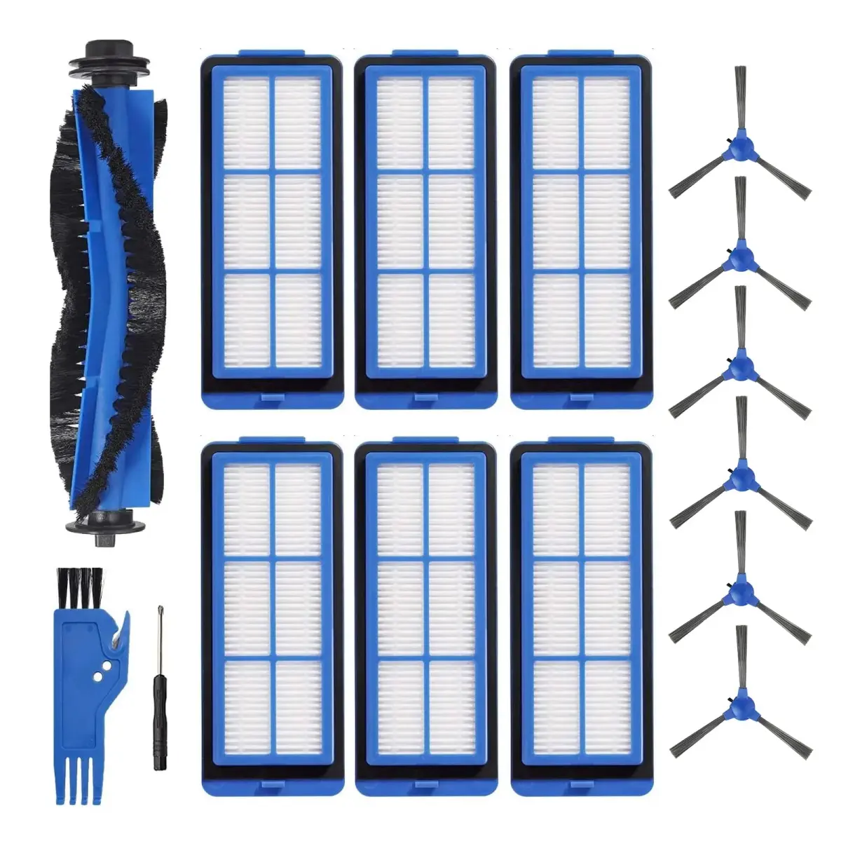 LesinaVac Replacement Parts Kit for Eufy RoboVac 11S Max, 15C Max, 30C Max, G30 Edge, G10 Hybrid (1 Main Brush, 6 Side Brushes, 6 Filters) - main product image