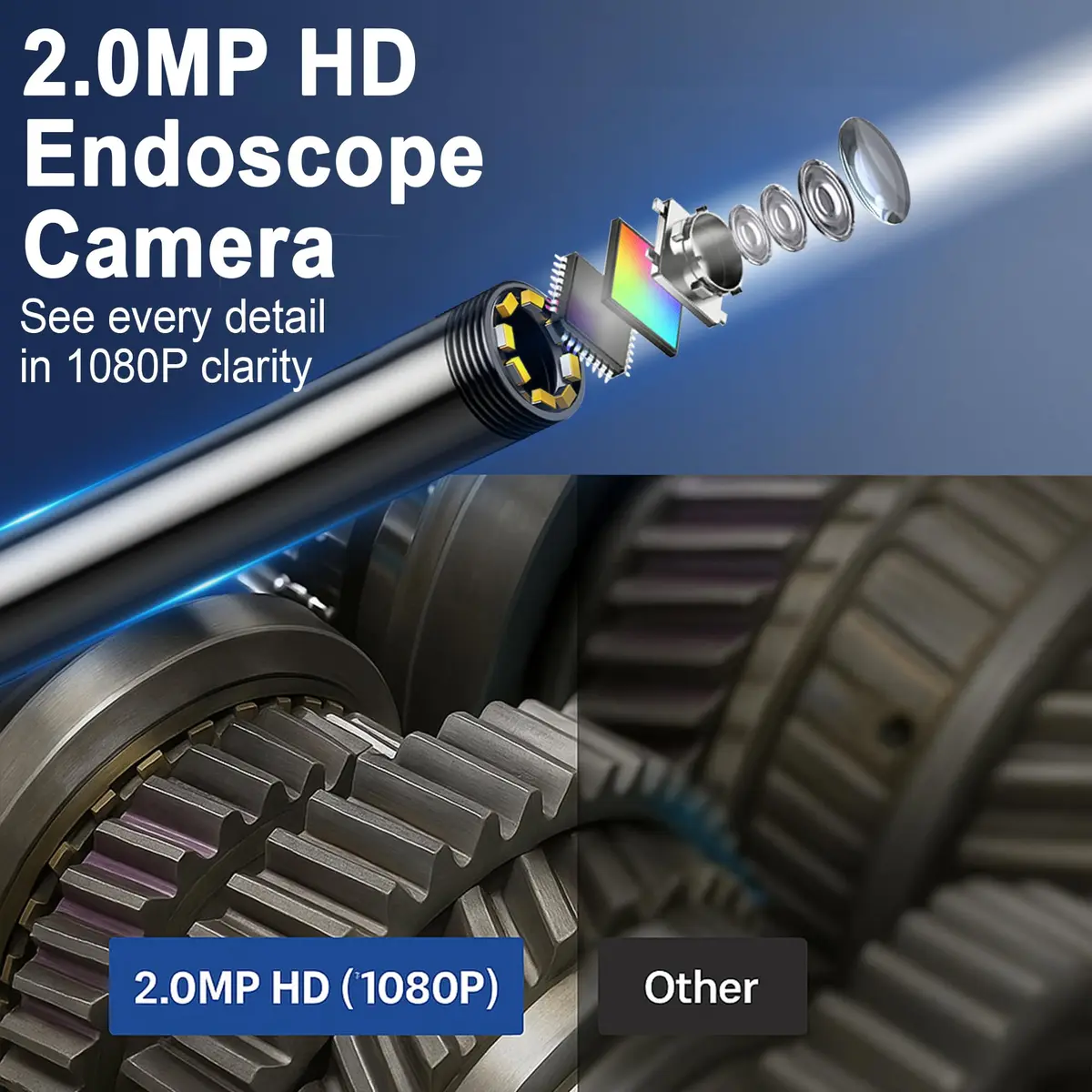 COOVIE 4.3-inch IPS Screen Borescope Inspection Camera 1920x1080P HD | 5m (16.4ft) Semi-Rigid Probe with 8 LEDs & IP67 Waterproof - view 2