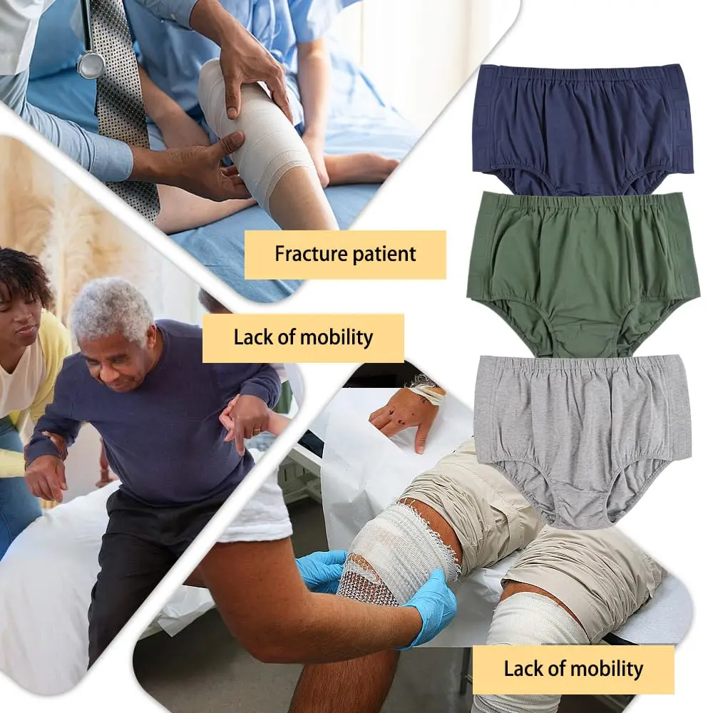 Lmaray Post Surgery Cotton Underwear for Women | Reusable Incontinence Briefs, Tear Away, 3 Pack, Large - view 6
