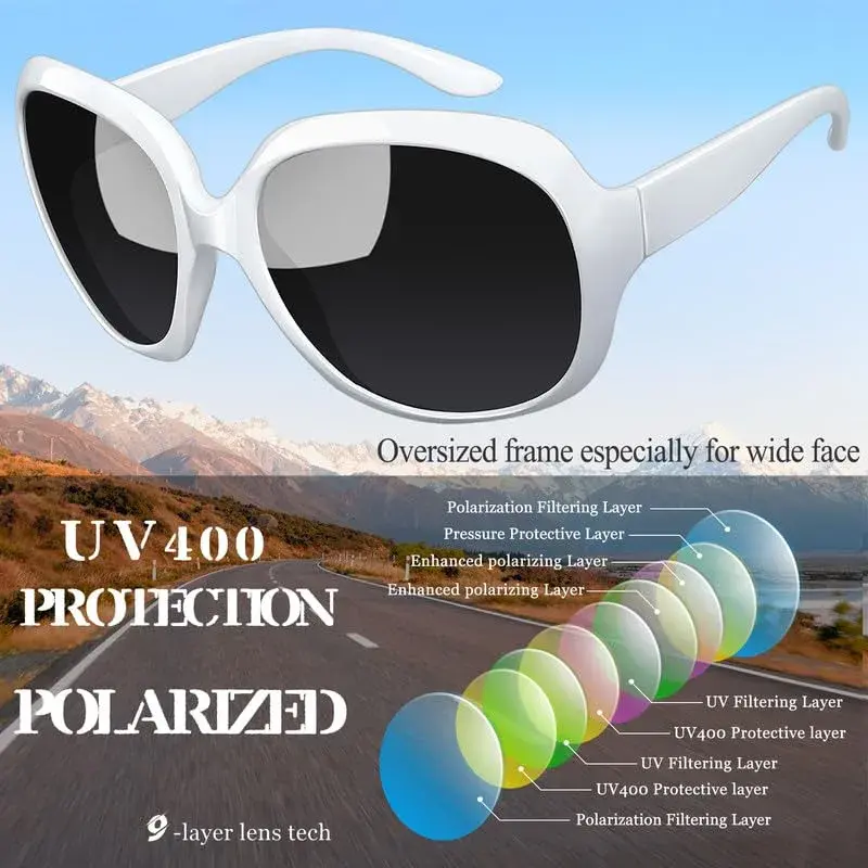 Joopin Oversized Women’s Sunglasses White+Hot Pink | Jackie Butterfly Design, Polarized UV400 Protection (2-Pack) - view 5