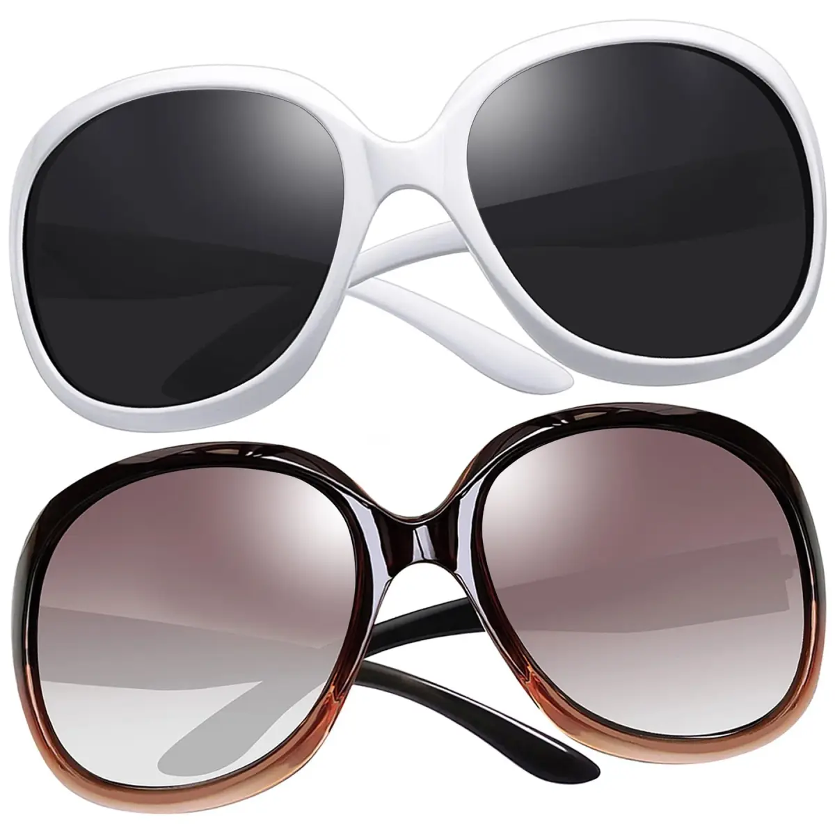 Joopin D26-White + Gradient Brown Oversized Butterfly Sunglasses for Women - main product image