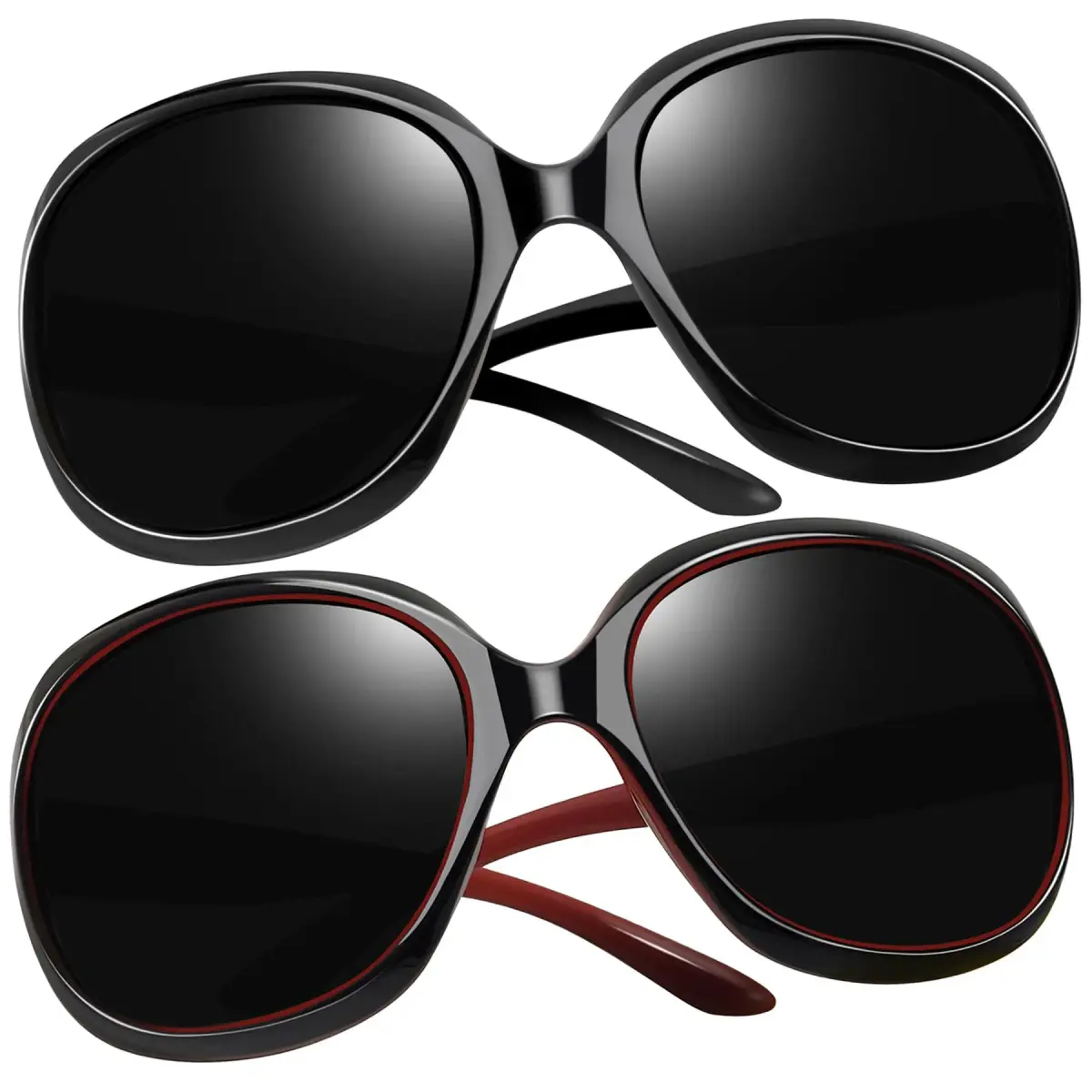 Joopin D22-Black Oversized Butterfly Sunglasses for Women with Black Red & Grey Lenses | Polarized UV400 - main product image