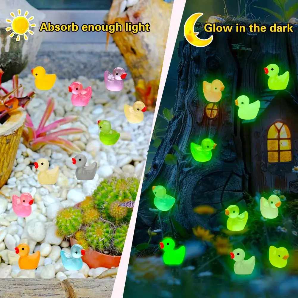 GWAHSA Luminous Mini Resin Ducks 240 Count | Glow in The Dark Tiny Animals for Dollhouse Decor - view 3