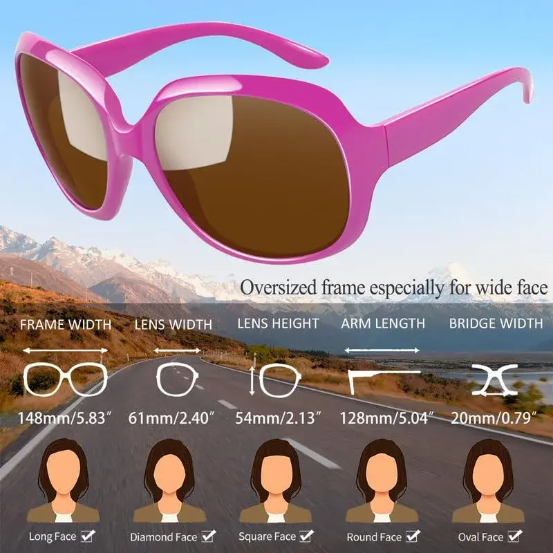 Joopin Oversized Butterfly Sunglasses for Women - D24 Black & Purple Polarized UV400 - view 5