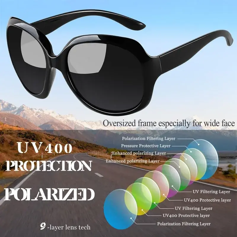 Joopin D23-Black + Hot Pink Oversized Butterfly Sunglasses for Women | Polarized UV400 Protection - view 5