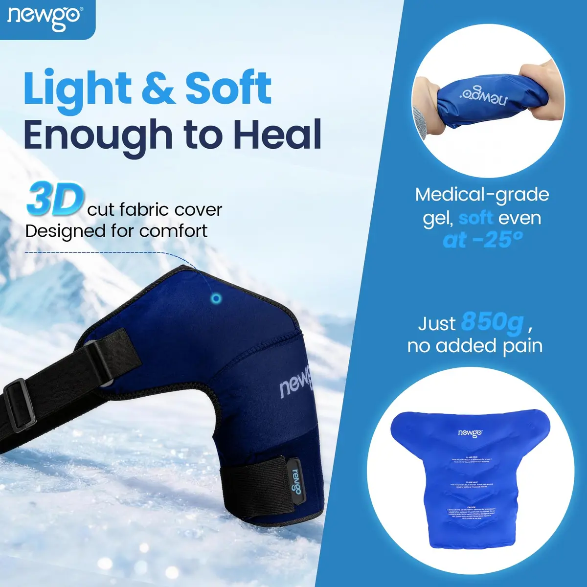 NEWGO Shoulder Ice Pack XL | Full Shoulder Coverage for Post-Surgery & Pain Relief - view 3