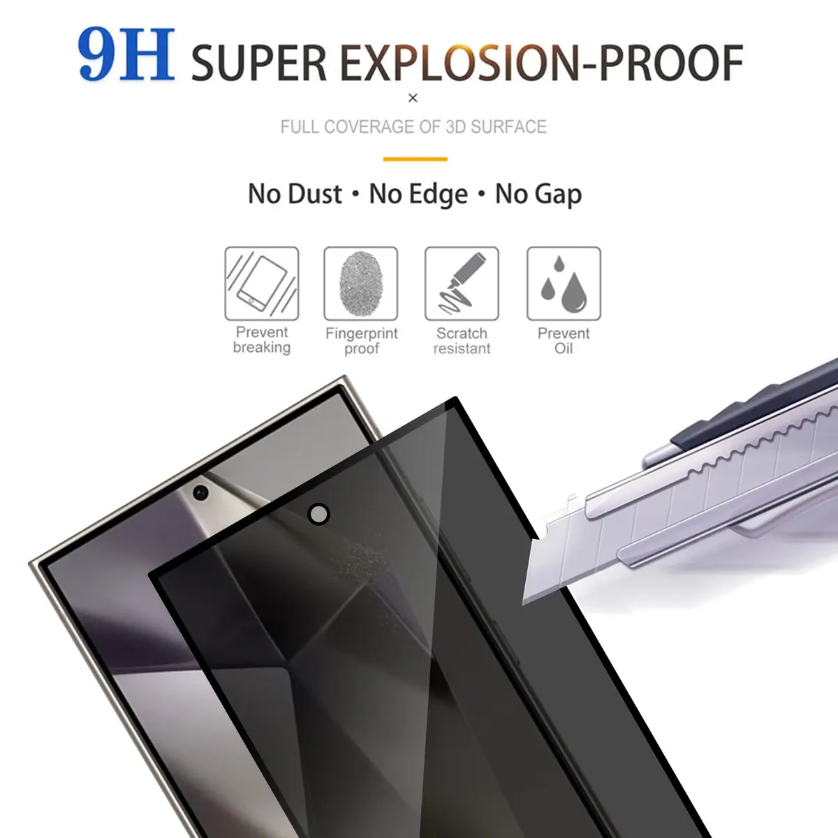 Lokyoo 2 Pack Privacy Screen Protector for Samsung Galaxy S24 Ultra | Anti-Peep, 9H Hardness, Easy Install - view 5