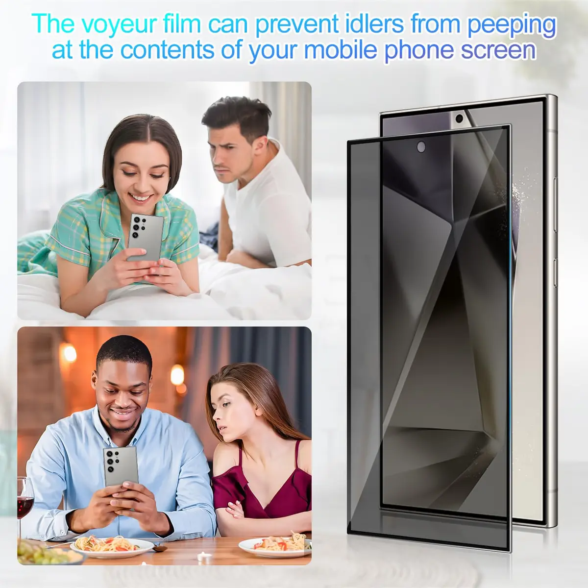 Lokyoo 2 Pack Privacy Screen Protector for Samsung Galaxy S24 Ultra | Anti-Peep, 9H Hardness, Easy Install - view 2