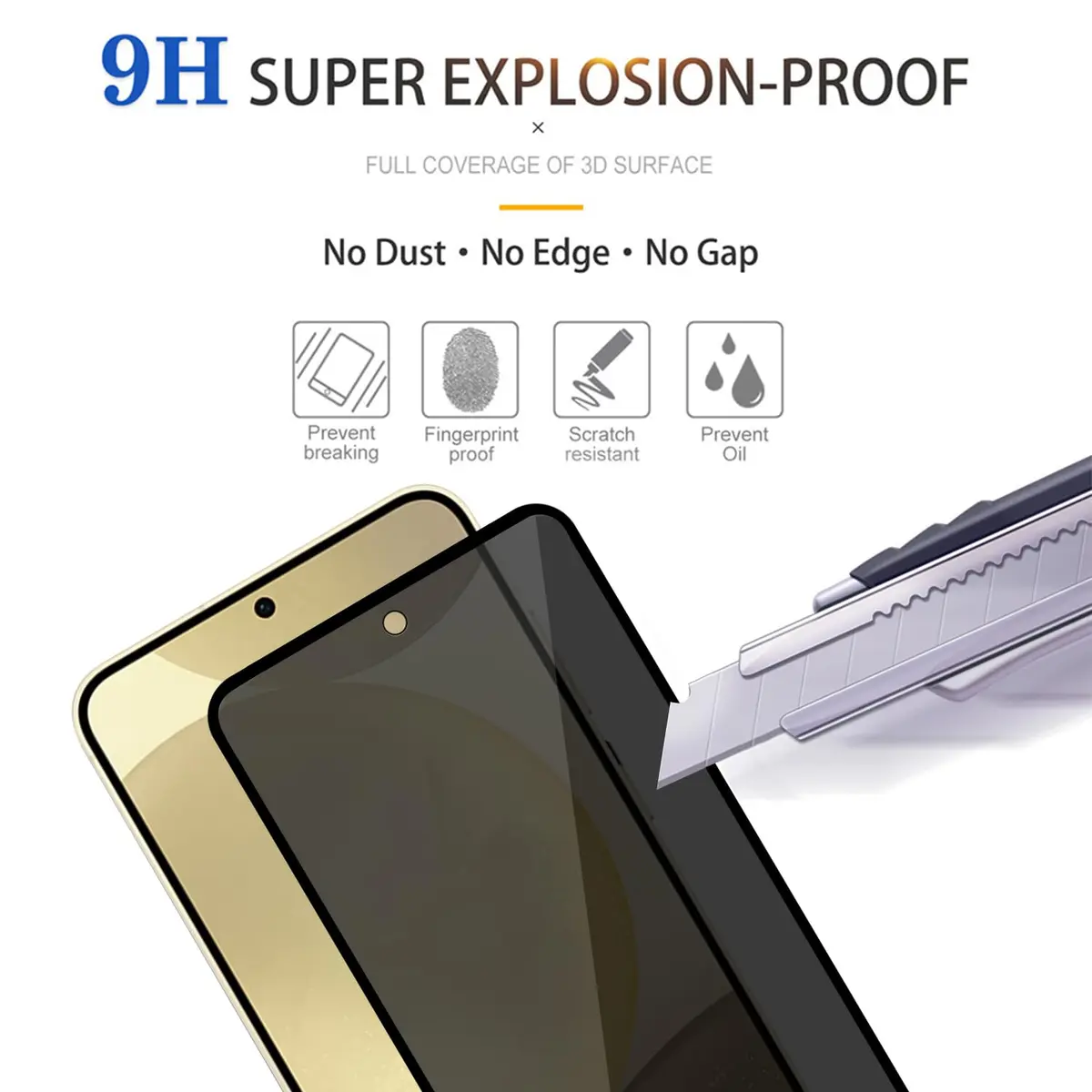 Lokyoo Privacy Screen Protector for Samsung Galaxy S24+ /S24 Plus 6.7" | Anti-Spy, Fingerprint Support - view 5