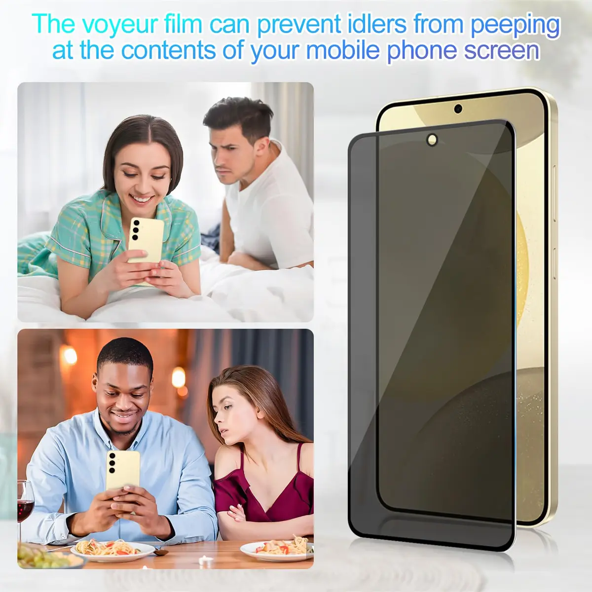 Lokyoo Privacy Screen Protector for Samsung Galaxy S24+ /S24 Plus 6.7" | Anti-Spy, Fingerprint Support - view 2