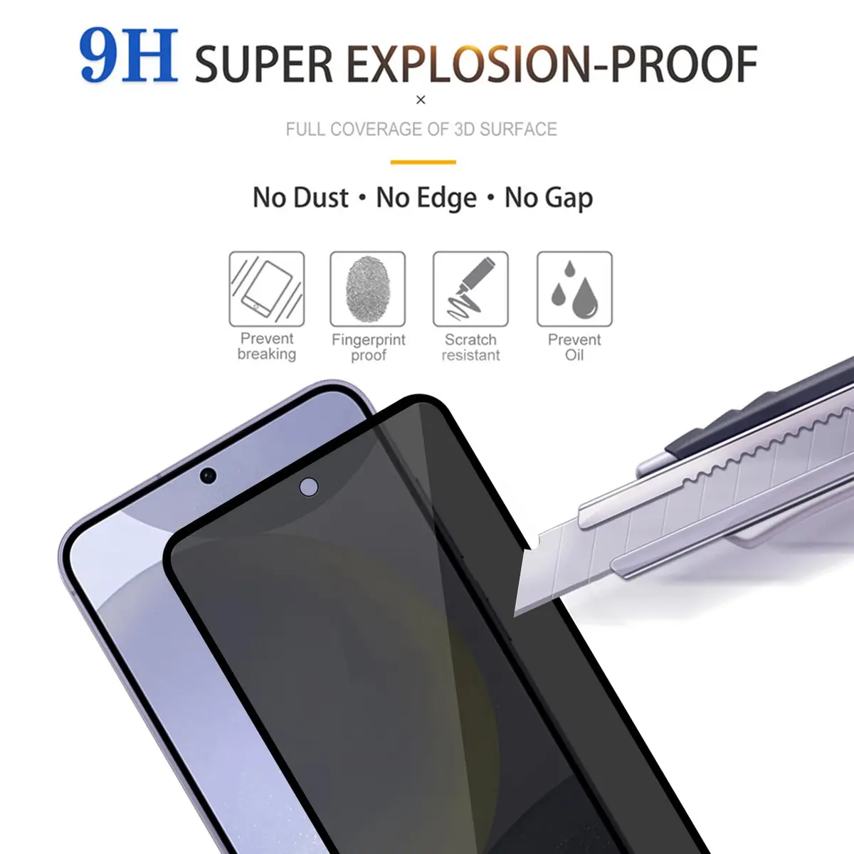 Lokyoo Privacy Screen Protector for Samsung Galaxy S24 | Anti-Peep, 9H Hardness, Easy Install - view 5