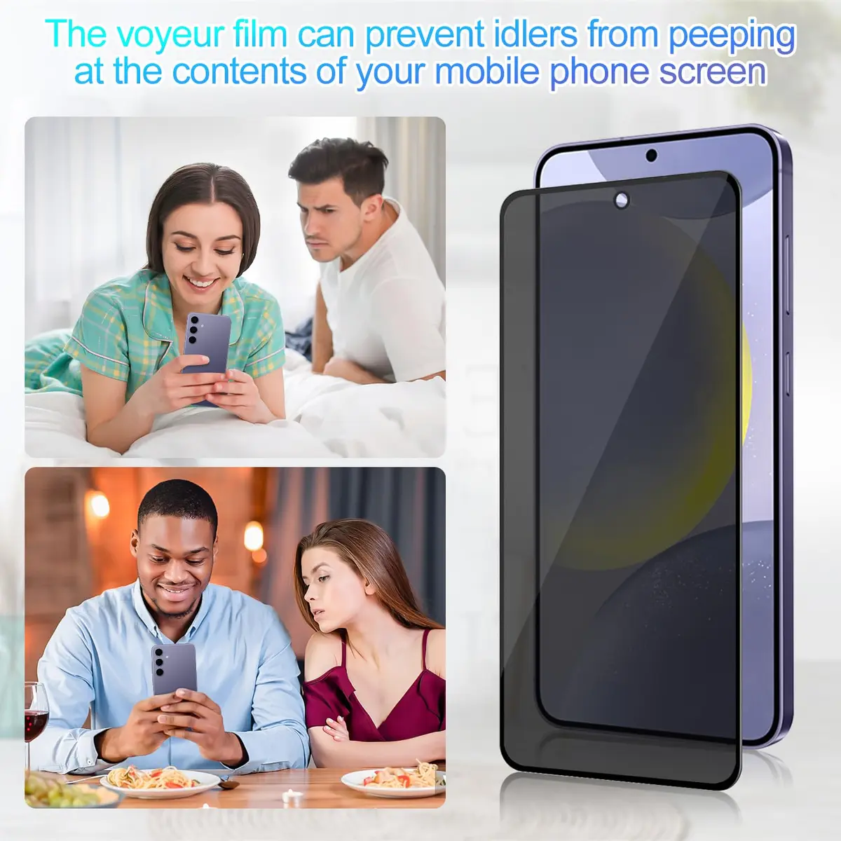 Lokyoo Privacy Screen Protector for Samsung Galaxy S24 | Anti-Peep, 9H Hardness, Easy Install - view 2
