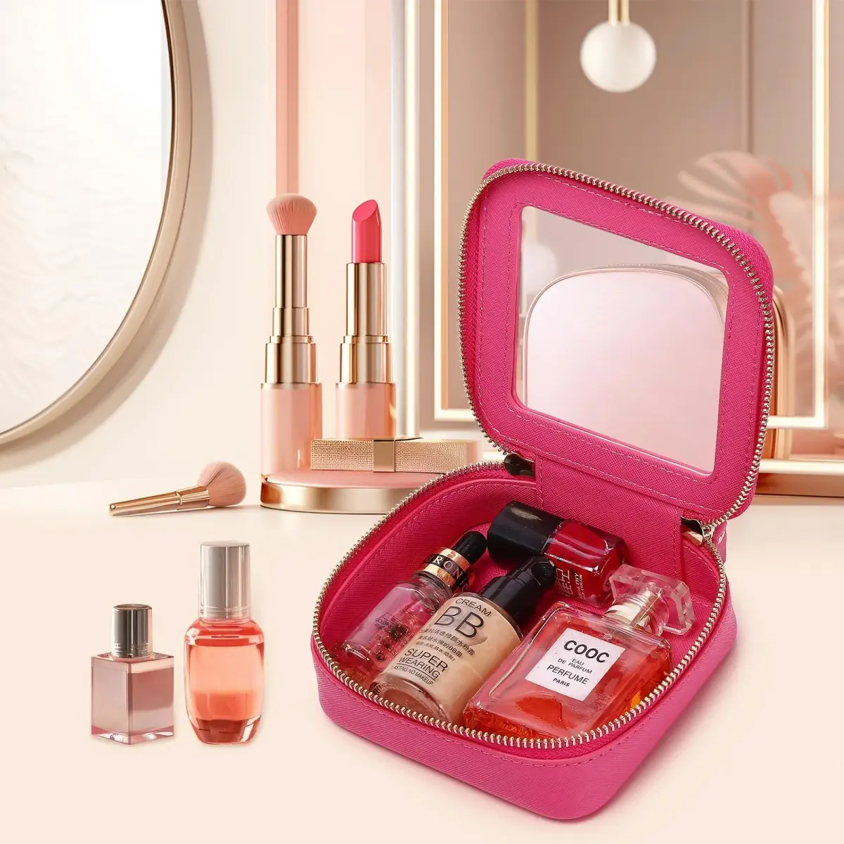Pinkmik A/Fuxia Mini Clear Makeup Bag - TSA Approved Travel Cosmetic Case - view 4