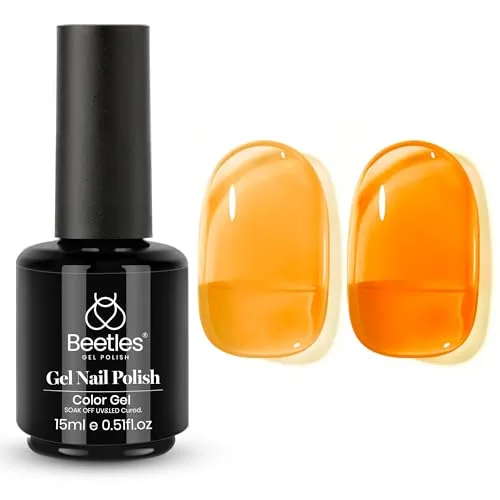Beetles Orange Gel Nail Polish, 15ML Jelly Gel Polish, Summer French Nail Art | Beetles Orange Burst 4411bb - main product image