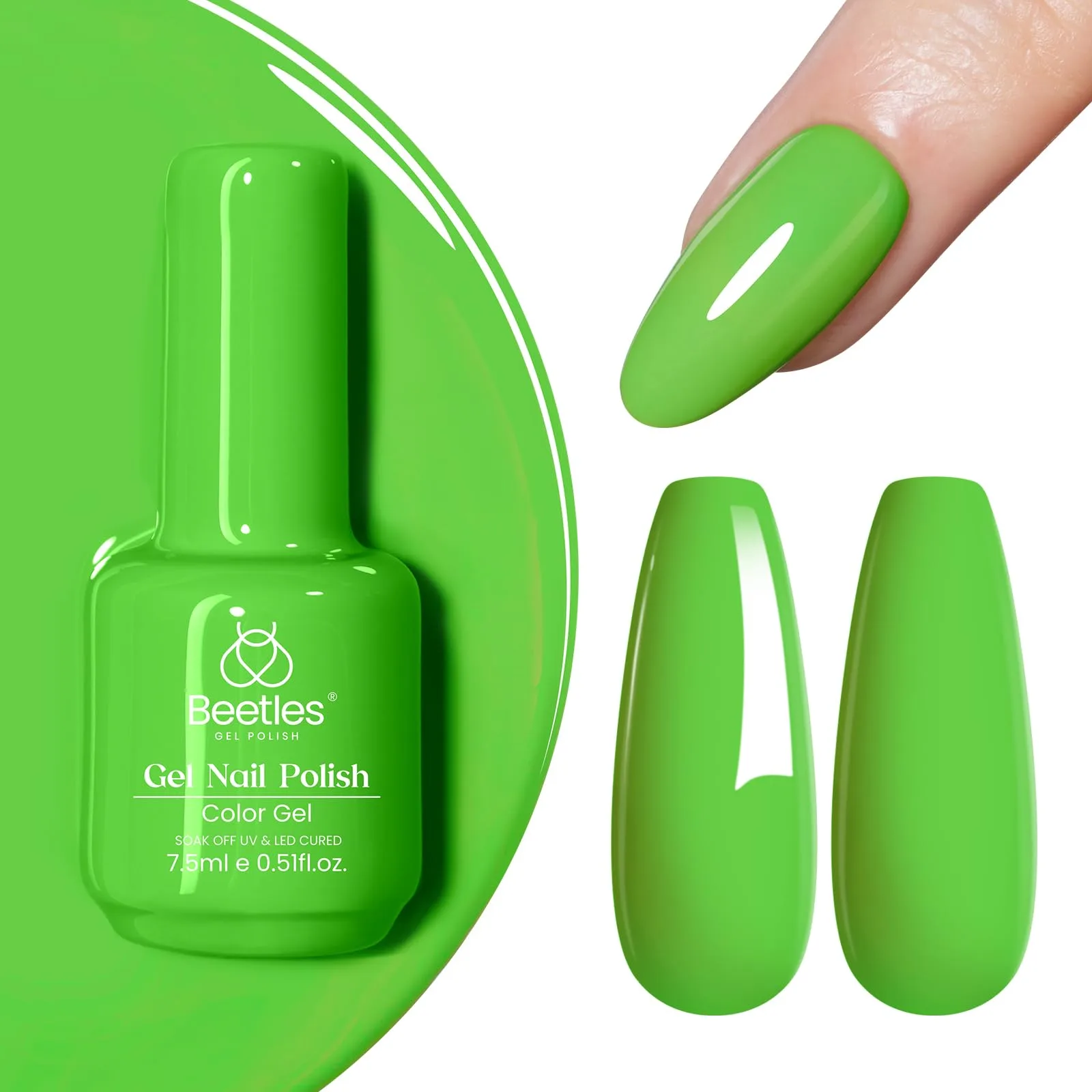 Beetles Forest Green Gel Polish - Lime Green 15ml (0.51 fl oz) | 10-Toxin Free, Long-Lasting Gel Nail Polish - main product image