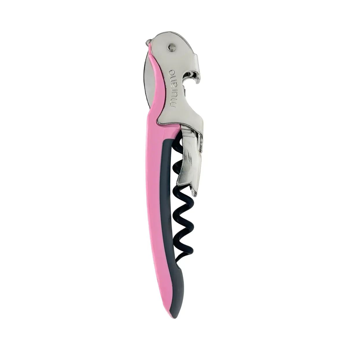 Franmara Soft-Touch Murano Waiter's Corkscrew with Nonstick Spiral (Pink) | Dual-Lever Wine Opener with Built-in Cap Lifter - main product image