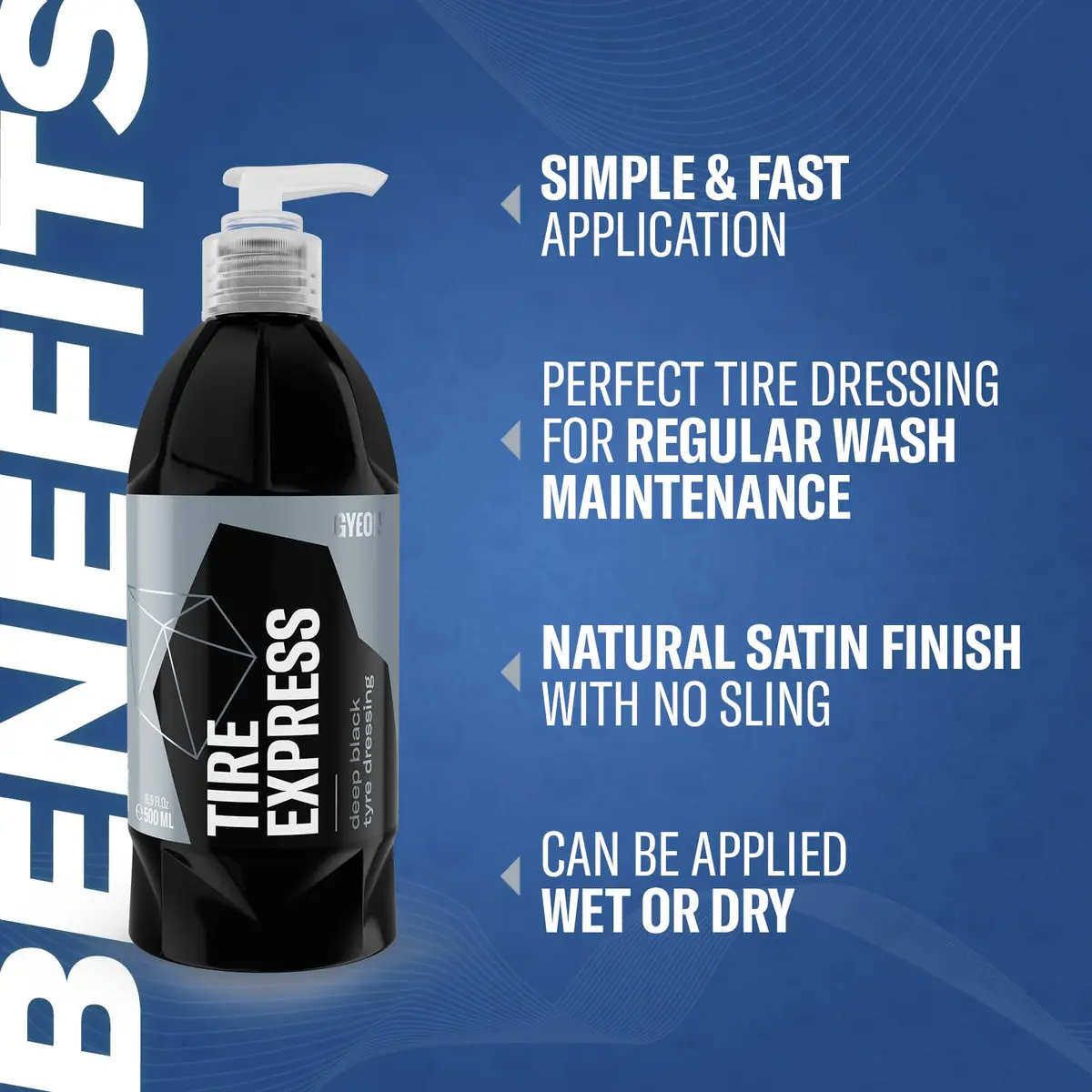 Gyeon Tire Express Satin Tire Shine 500ml | Natural Finish, UV & Water-Repellent - view 2