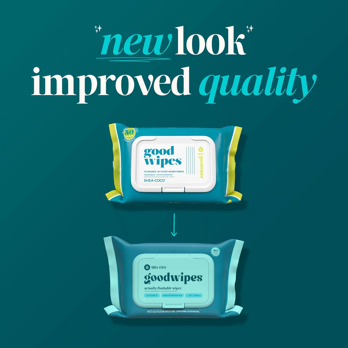 goodwipes Flushable Wipes Shea Coco XL Size | Septic Safe & Plant-Based (153 Count) - view 5
