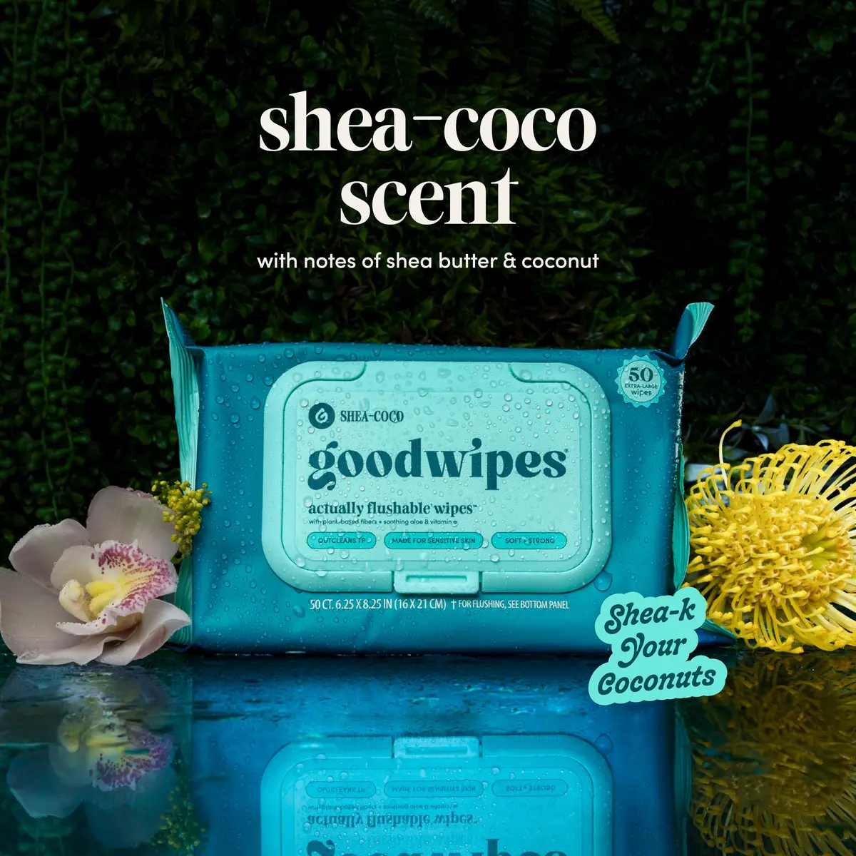goodwipes Flushable Wipes Shea Coco XL Size | Septic Safe & Plant-Based (153 Count) - view 9