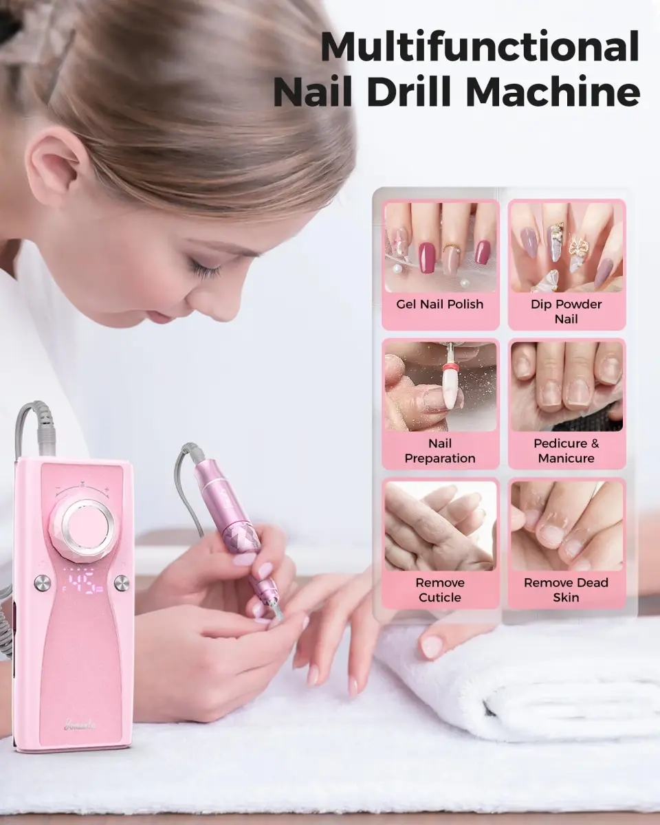 Yomanta Electric Nail Drill Professional Kit 45000 RPM USB Rechargeable Efile Nail File with 12 Bits | Salon & Home Manicure Tool - view 2