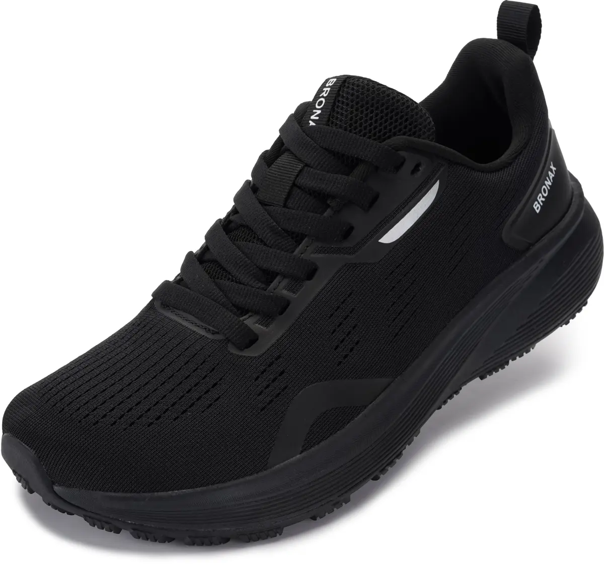 BRONAX Wide Toe Box Athletic Shoes 8.5W Black | Breathable Mesh, Shock Absorption, Wide Fit - main product image