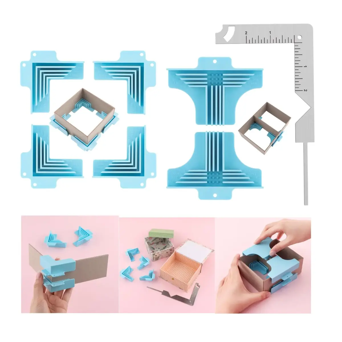 BAOFALI 9-Pack Corner Guides for Cartonnage & Box Making - 1mm to 3mm Chipboard | Precision 90-Degree Assembly - main product image