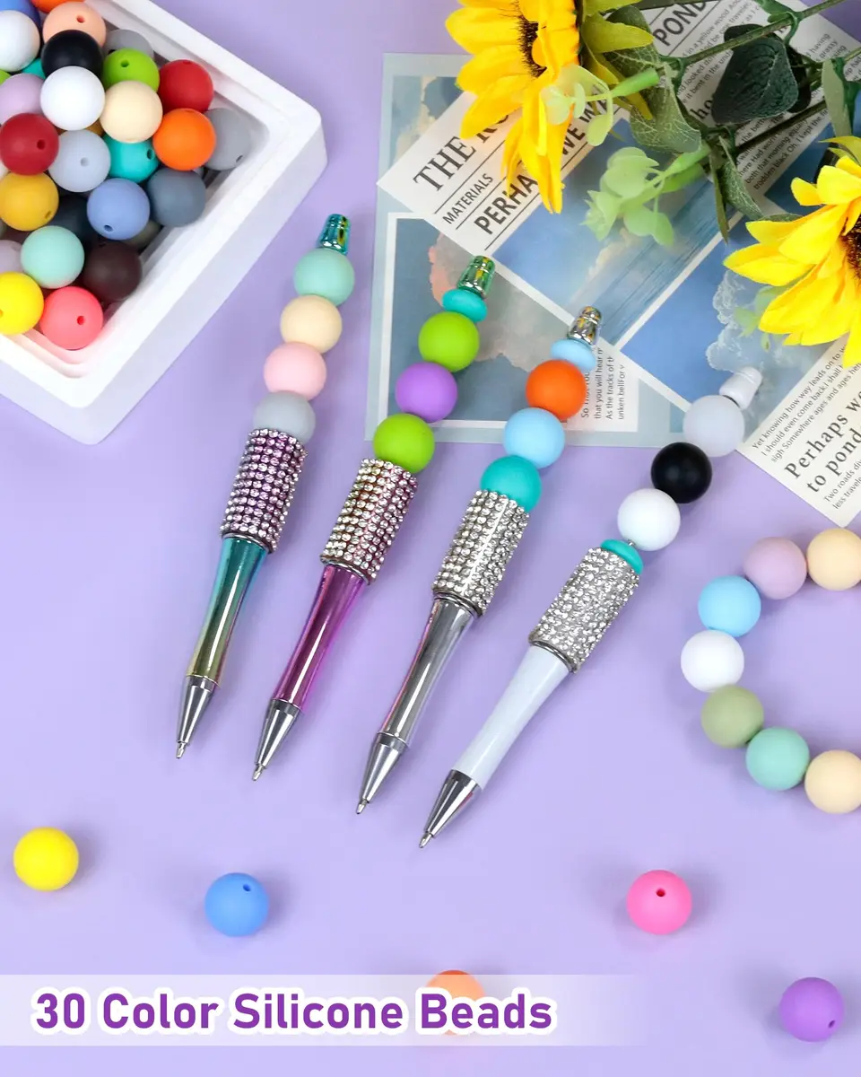 FIVEIZERO 150PCS 30 Colors 15mm Round Silicone Beads | Versatile DIY Craft Beads - view 3