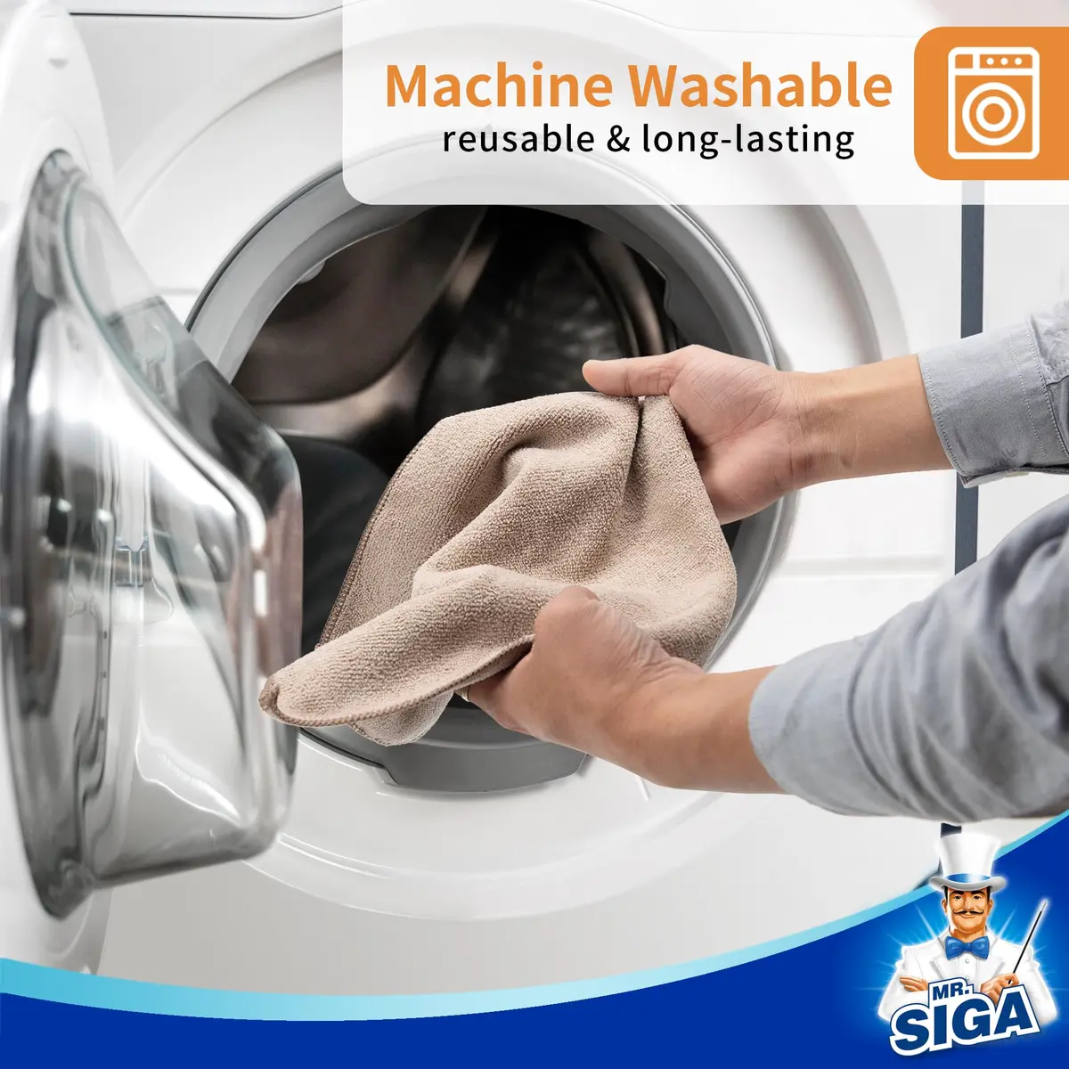 MR.SIGA Microfiber Cleaning Cloths, Streak Free Microfiber Towels, 12 Pack, 32x32cm (12.6x12.6 inch) | Lint-Free & Super Absorbent - view 4