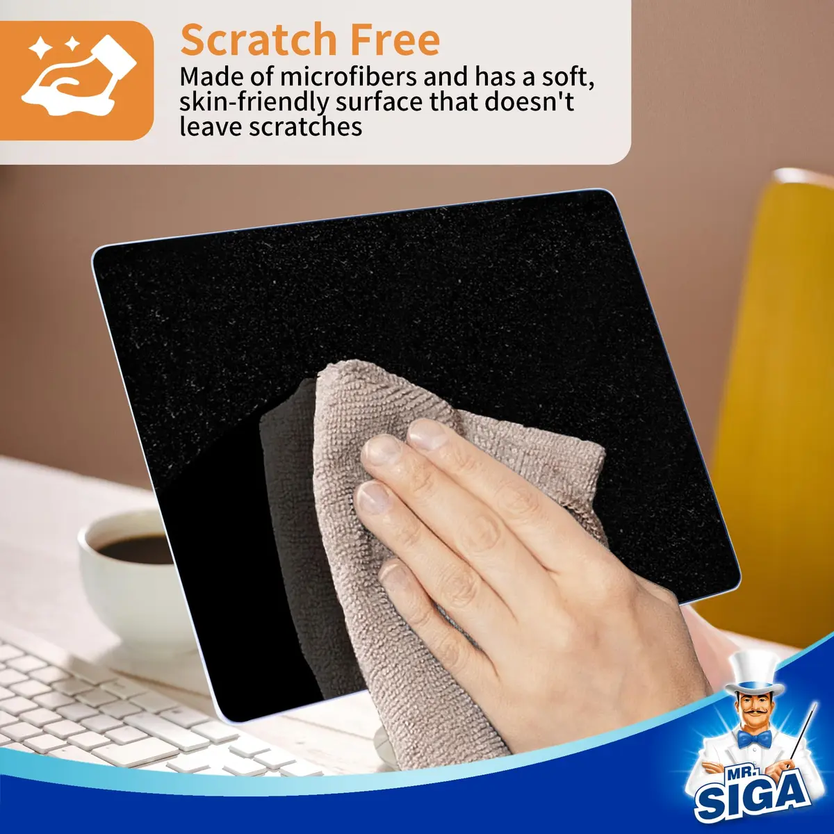 MR.SIGA Microfiber Cleaning Cloths, Streak Free Microfiber Towels, 12 Pack, 32x32cm (12.6x12.6 inch) | Lint-Free & Super Absorbent - view 5