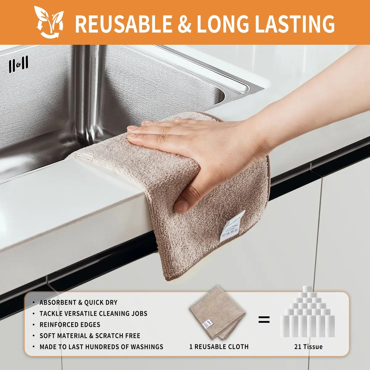 MR.SIGA Microfiber Cleaning Cloths, Streak Free Microfiber Towels, 12 Pack, 32x32cm (12.6x12.6 inch) | Lint-Free & Super Absorbent - view 6