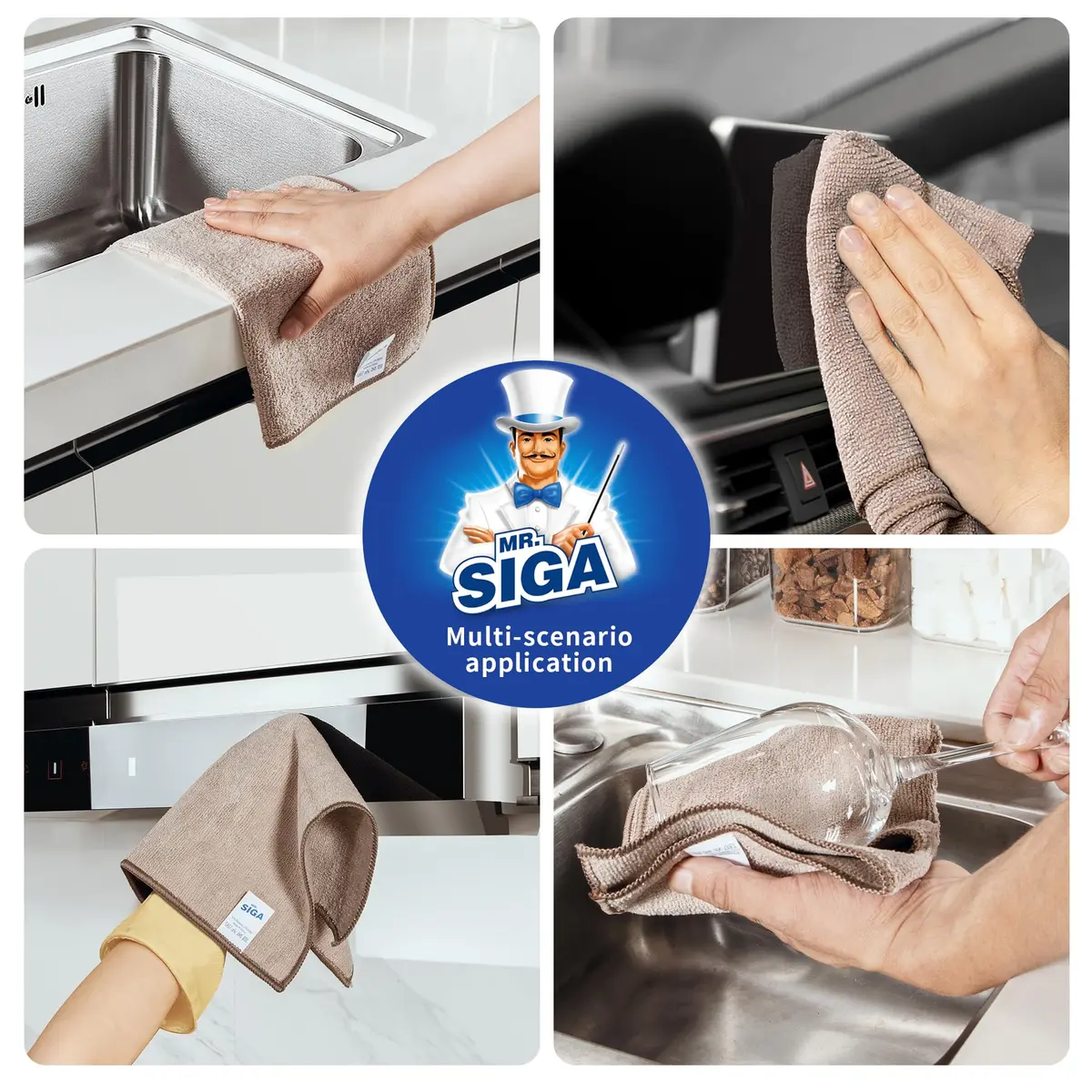 MR.SIGA Microfiber Cleaning Cloths, Streak Free Microfiber Towels, 12 Pack, 32x32cm (12.6x12.6 inch) | Lint-Free & Super Absorbent - view 7