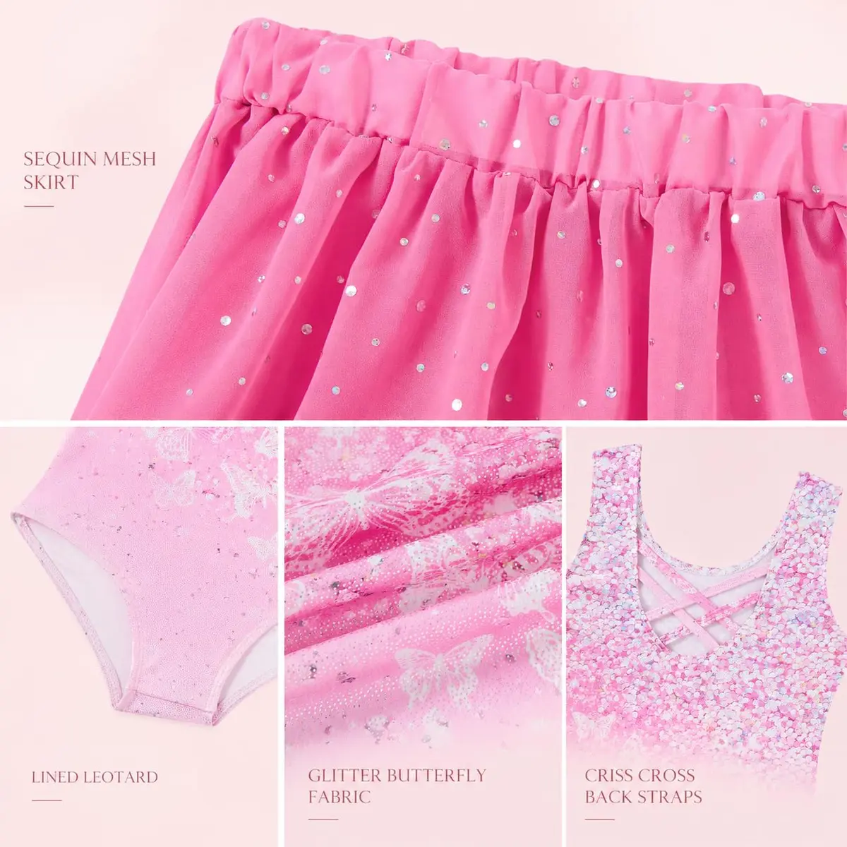Idgreatim Girls Gymnastics Leotards 3-Piece Outfit Aqua Marble 6-7 Years | Complete Set for Dance & Play - view 5