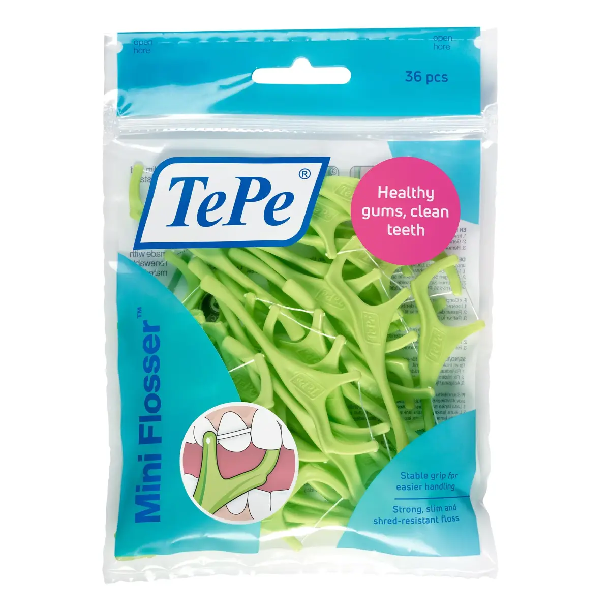 TePe Mini Flosser Dental Floss Picks 36 Count | Easy Cleaning for Tight Gaps - main product image