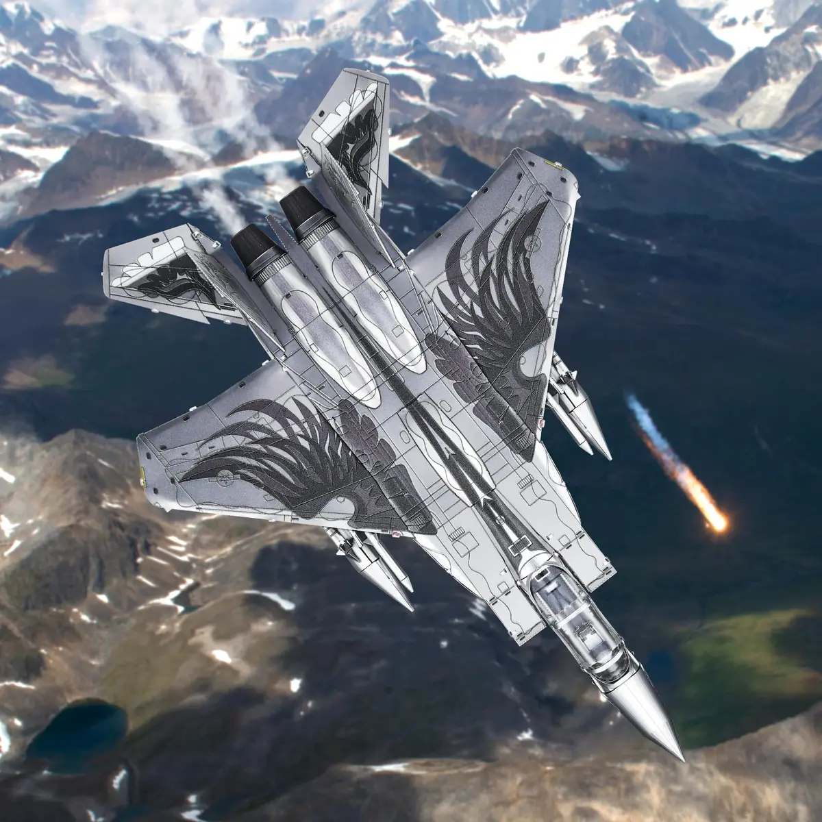 Piececool American F-15 Fighter Metal Airplane Model Kit | 84 Pieces, Stainless Steel - view 2