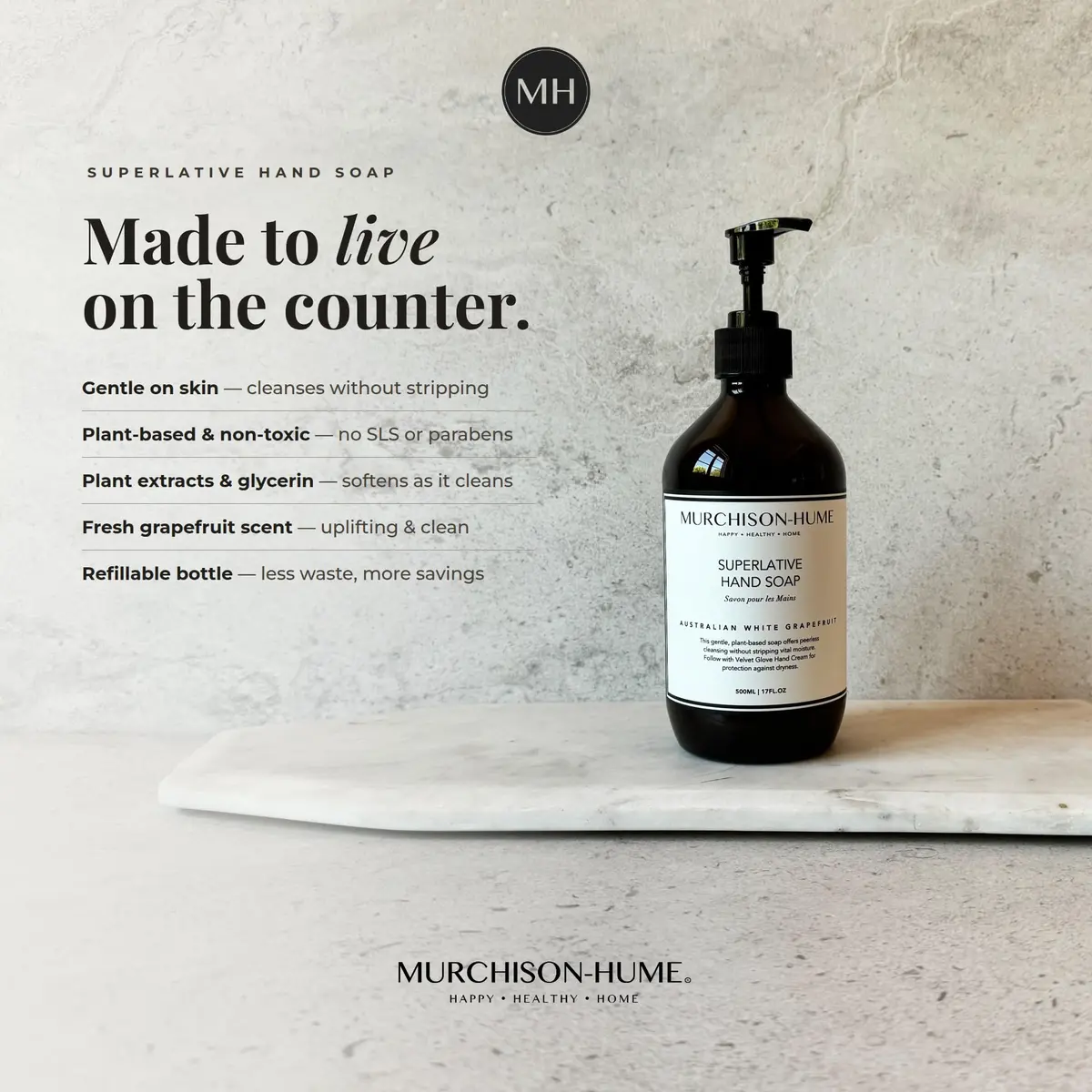 Murchison-Hume Hand Soap | Australian White Grapefruit | 17oz | Vegan, Cruelty-Free, Moisturizing - view 2