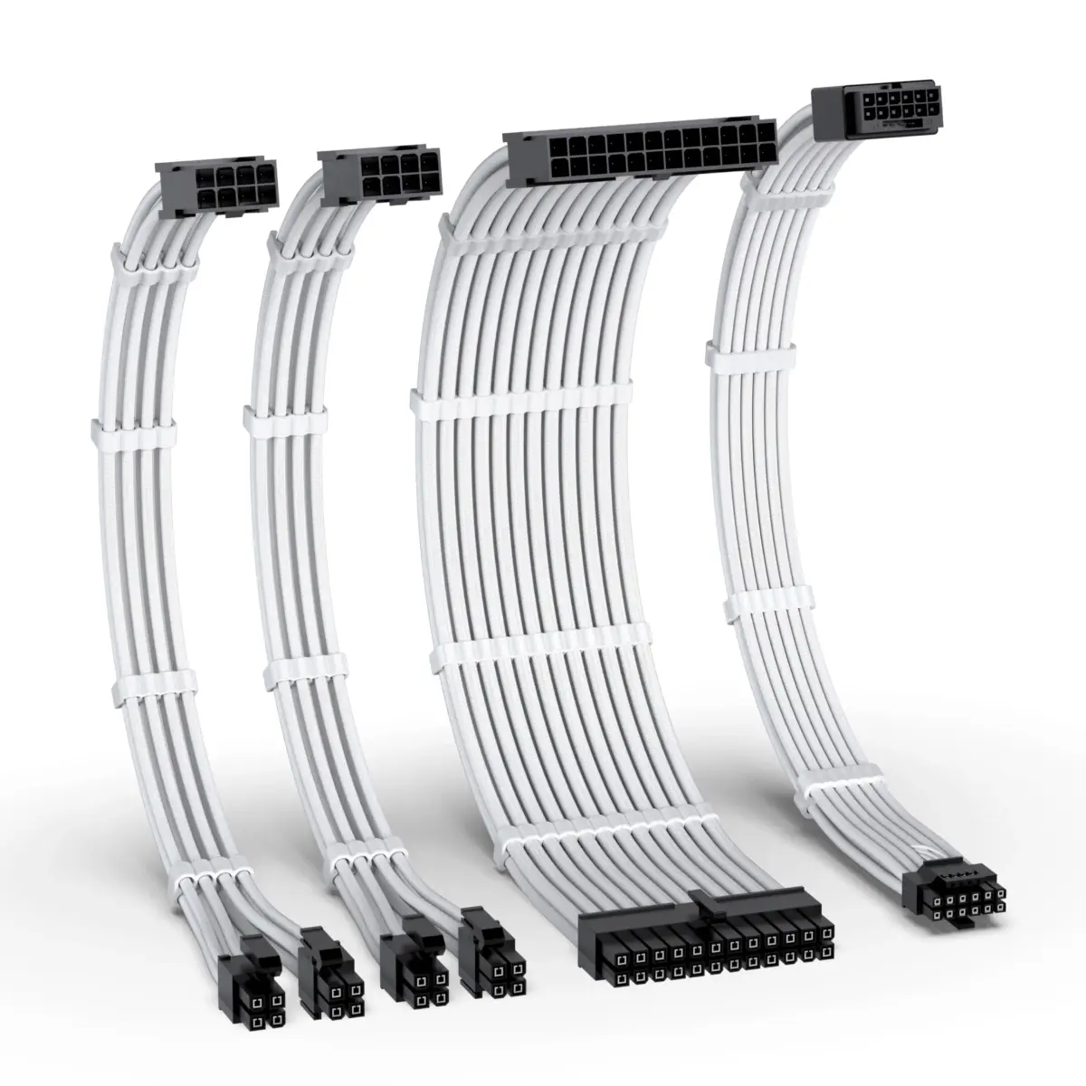 EZDIY-FAB 12VHPWR PSU Extension Kit 300mm (11.8") | 1x24-Pin ATX, 2x8-Pin EPS, 1x12+4 Pin GPU, White - main product image