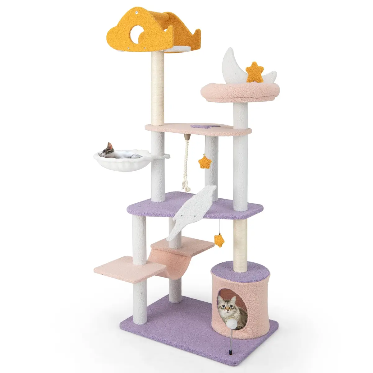 PETSITE Cat Tree Tower 66 Inch | Multi-Level Modern Cat Furniture with Sisal Posts & Playful Design - main product image