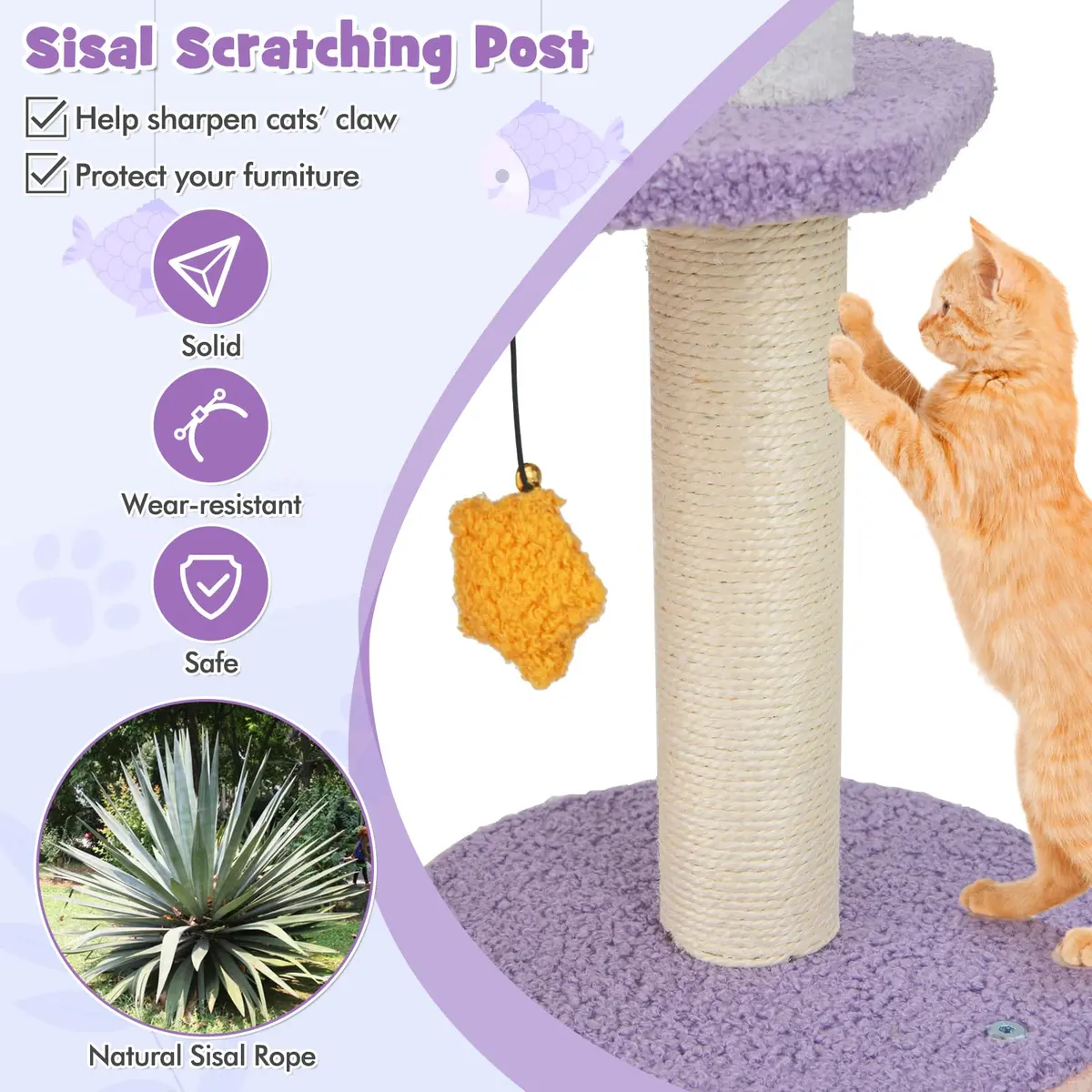 PETSITE Cat Tree Tower 66 Inch | Multi-Level Modern Cat Furniture with Sisal Posts & Playful Design - view 7