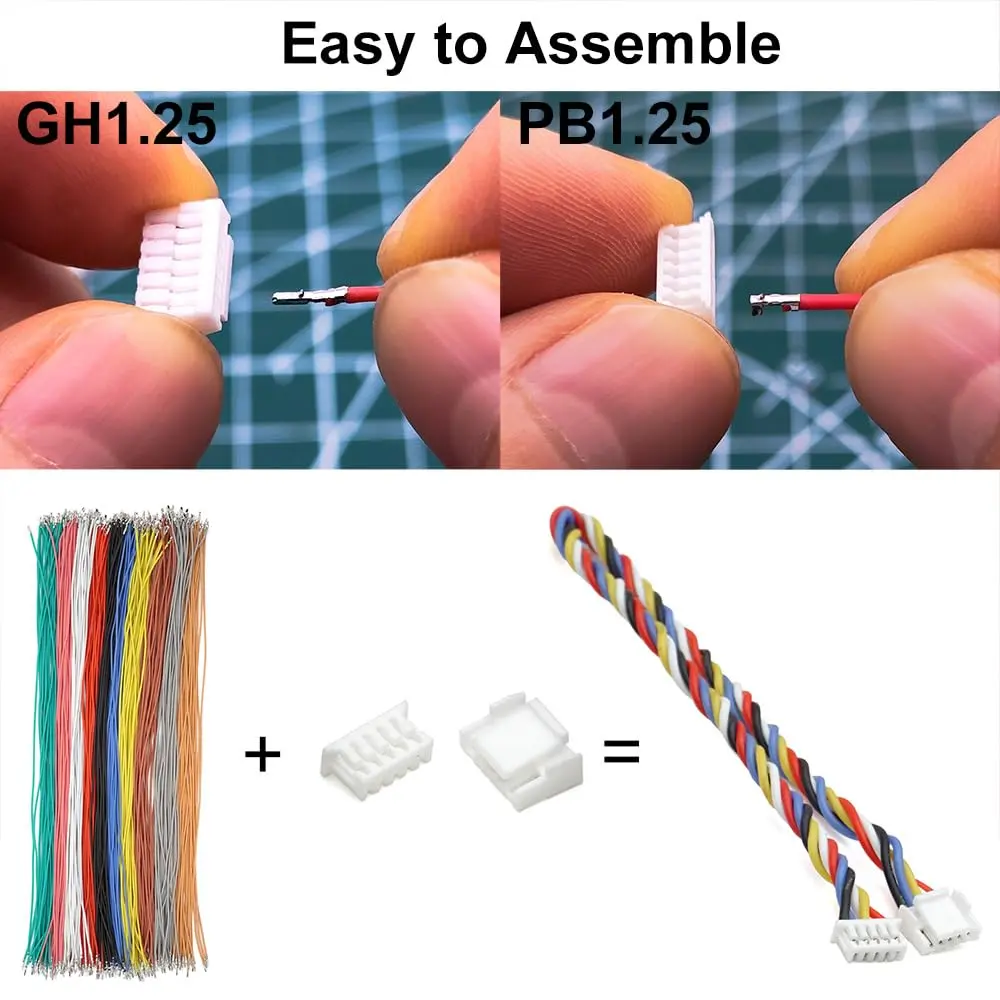 elechawk GH1.25 to PB1.25 Pre-Crimped Cables and Connectors Kit 200pcs (20cm) | For Pixhawk Cube & Drone Flight Controllers - view 2