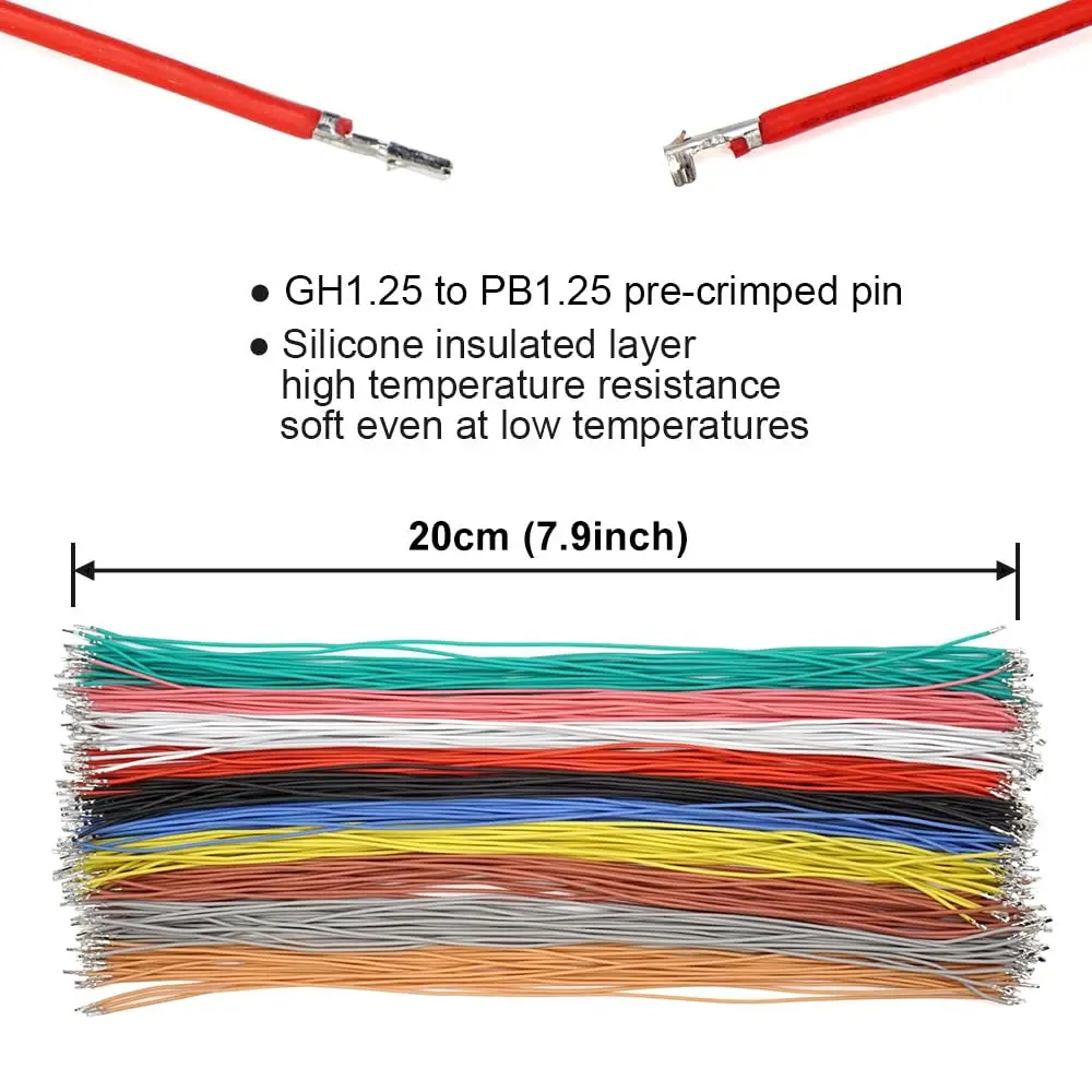 elechawk GH1.25 to PB1.25 Pre-Crimped Cables and Connectors Kit 200pcs (20cm) | For Pixhawk Cube & Drone Flight Controllers - view 4