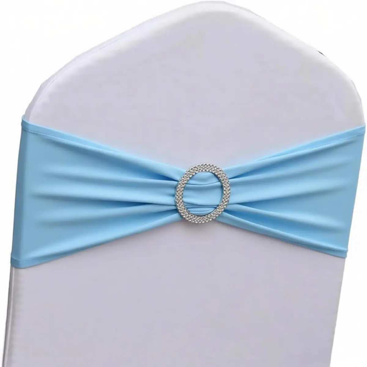 Gankar Baby Blue Chair Sashes 50 Pack | Stretchable Polyester Spandex Bands for Events - main product image
